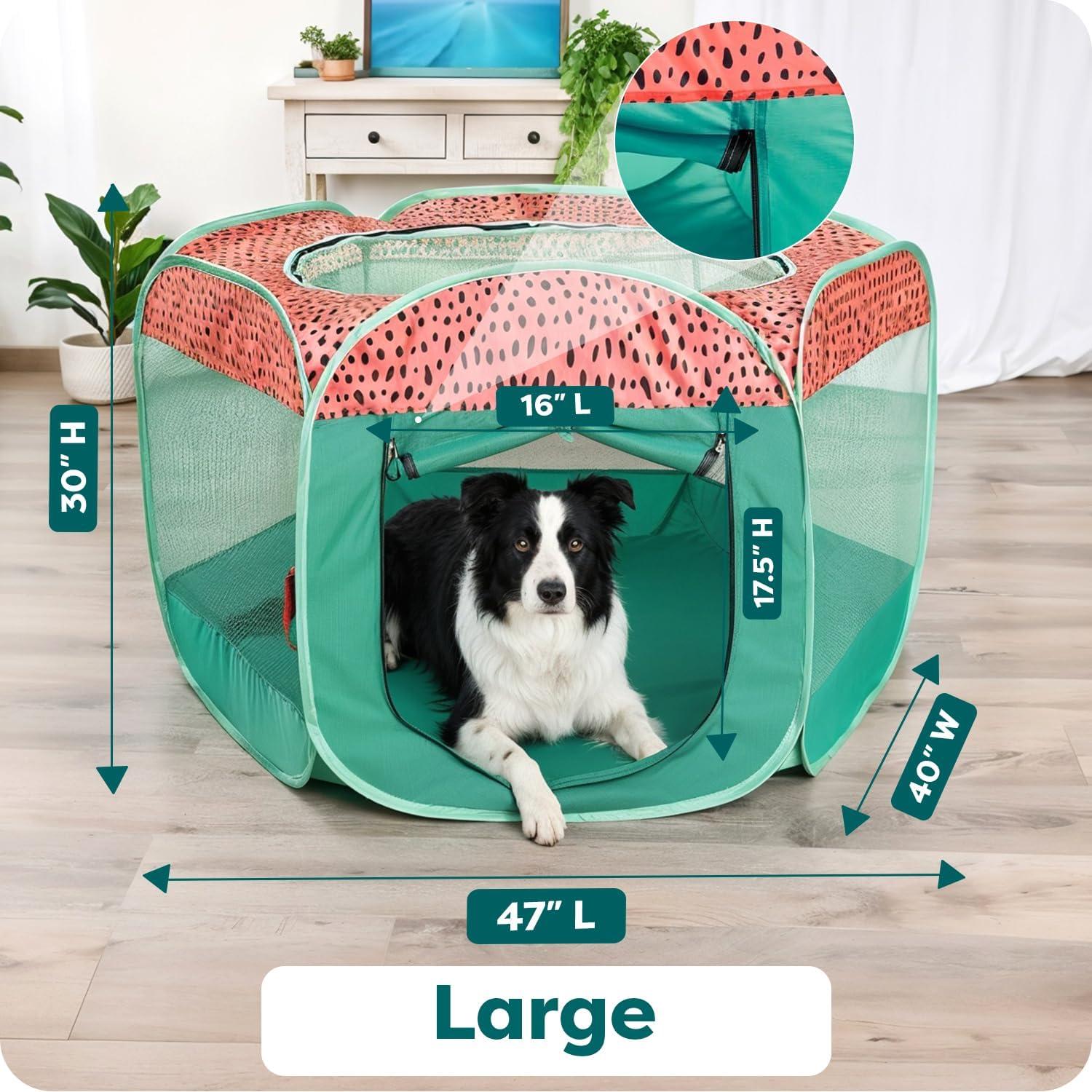 imageFurHaven Portable Pet Playpen for Dogs ampamp Cats Extra Large Indoor Kitten Playpen with Mesh Sides Foldable Dog Playpen for Small Dogs Pop Up Travel Dog Pen XLarge Sailor BlueGreen Pink