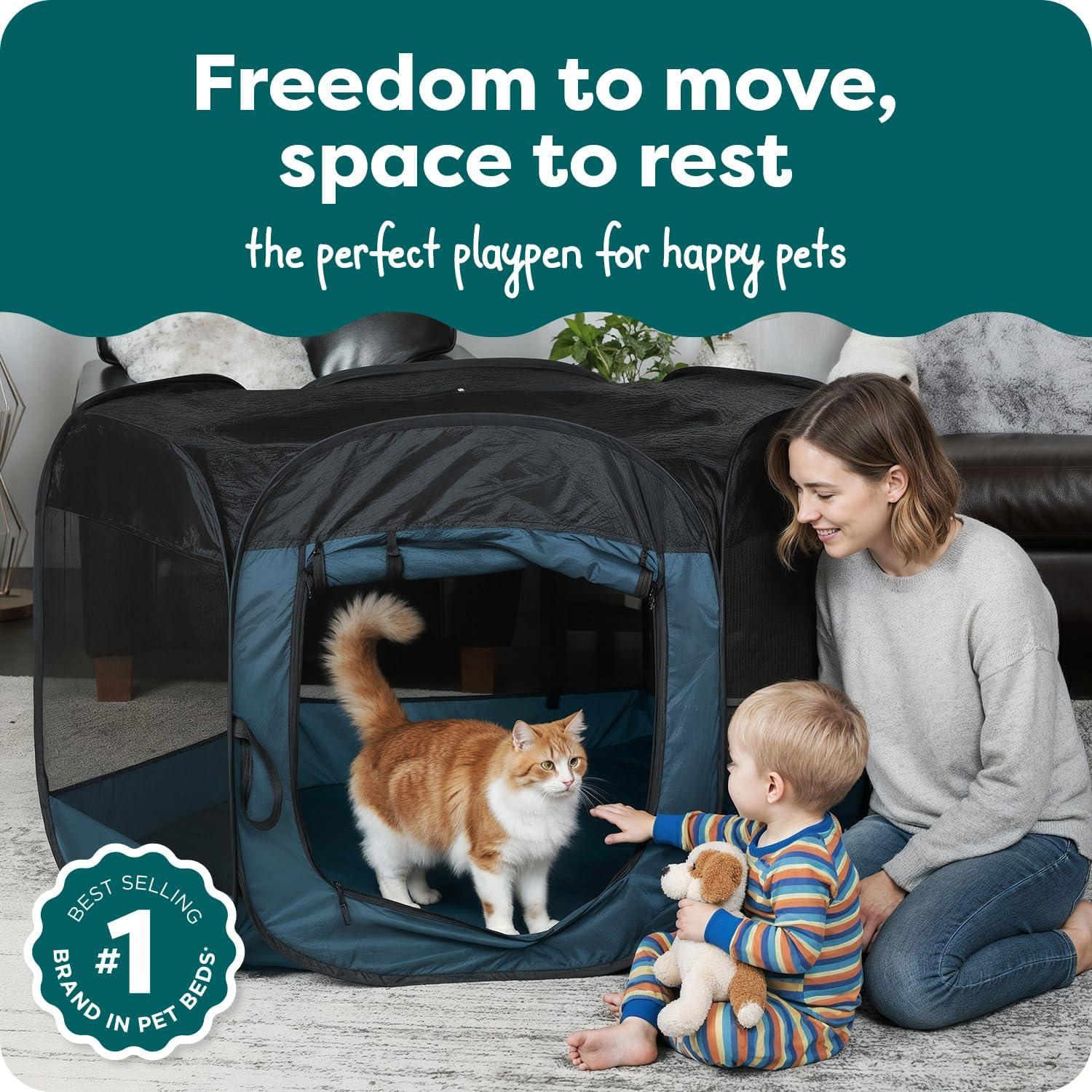 imageFurHaven Portable Pet Playpen for Dogs ampamp Cats Extra Large Indoor Kitten Playpen with Mesh Sides Foldable Dog Playpen for Small Dogs Pop Up Travel Dog Pen XLarge Sailor BlueSailor Blue