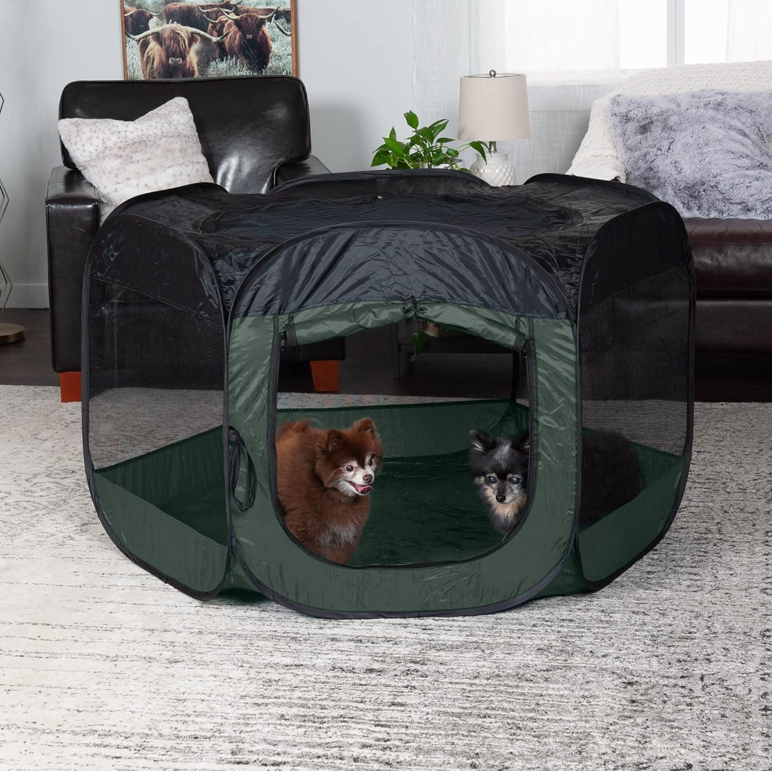 imageFurHaven Portable Pet Playpen for Dogs ampamp Cats Extra Large Indoor Kitten Playpen with Mesh Sides Foldable Dog Playpen for Small Dogs Pop Up Travel Dog Pen XLarge Sailor BlueHunter Green
