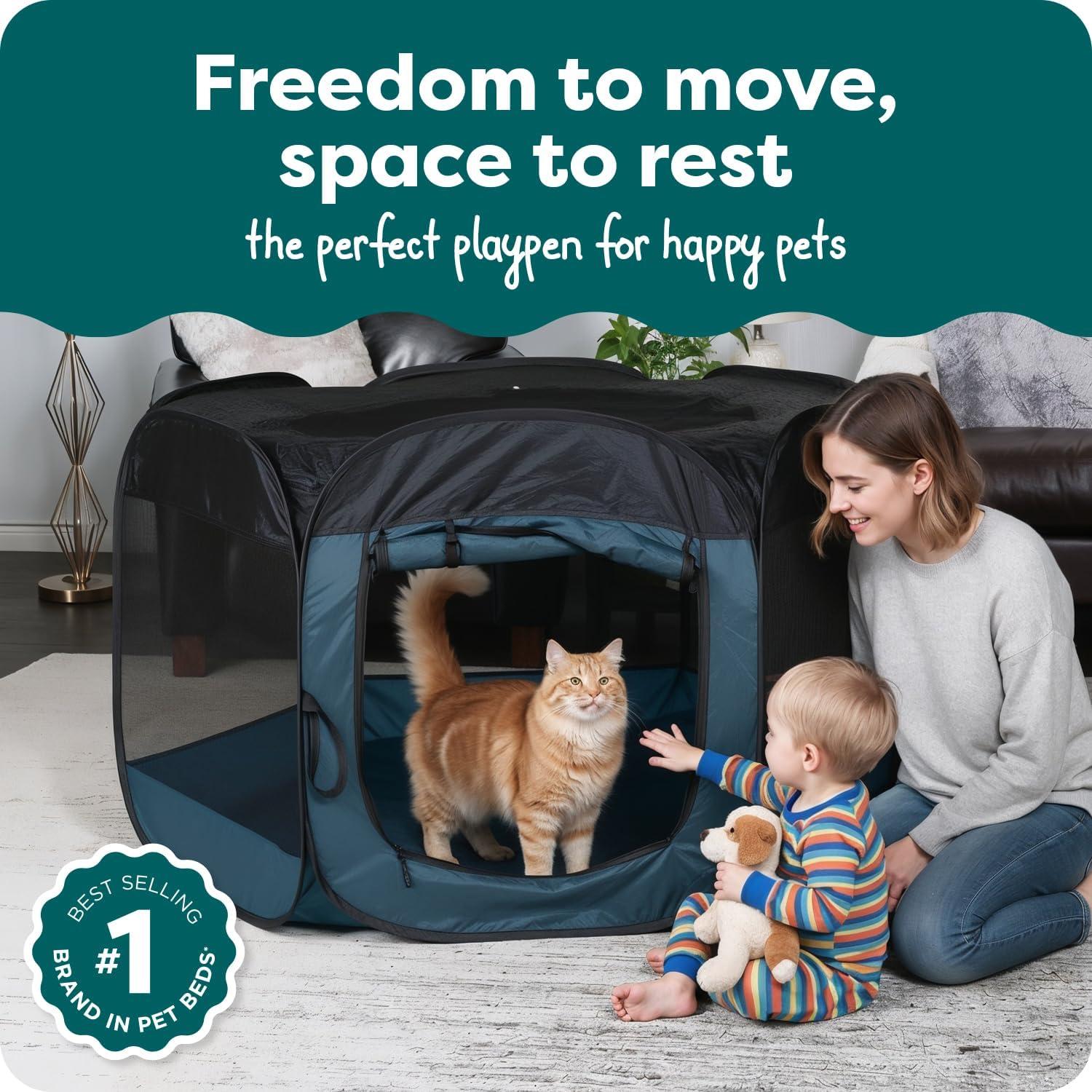 imageFurHaven Portable Pet Playpen for Dogs ampamp Cats Extra Large Indoor Kitten Playpen with Mesh Sides Foldable Dog Playpen for Small Dogs Pop Up Travel Dog Pen XLarge Sailor BlueSailor Blue