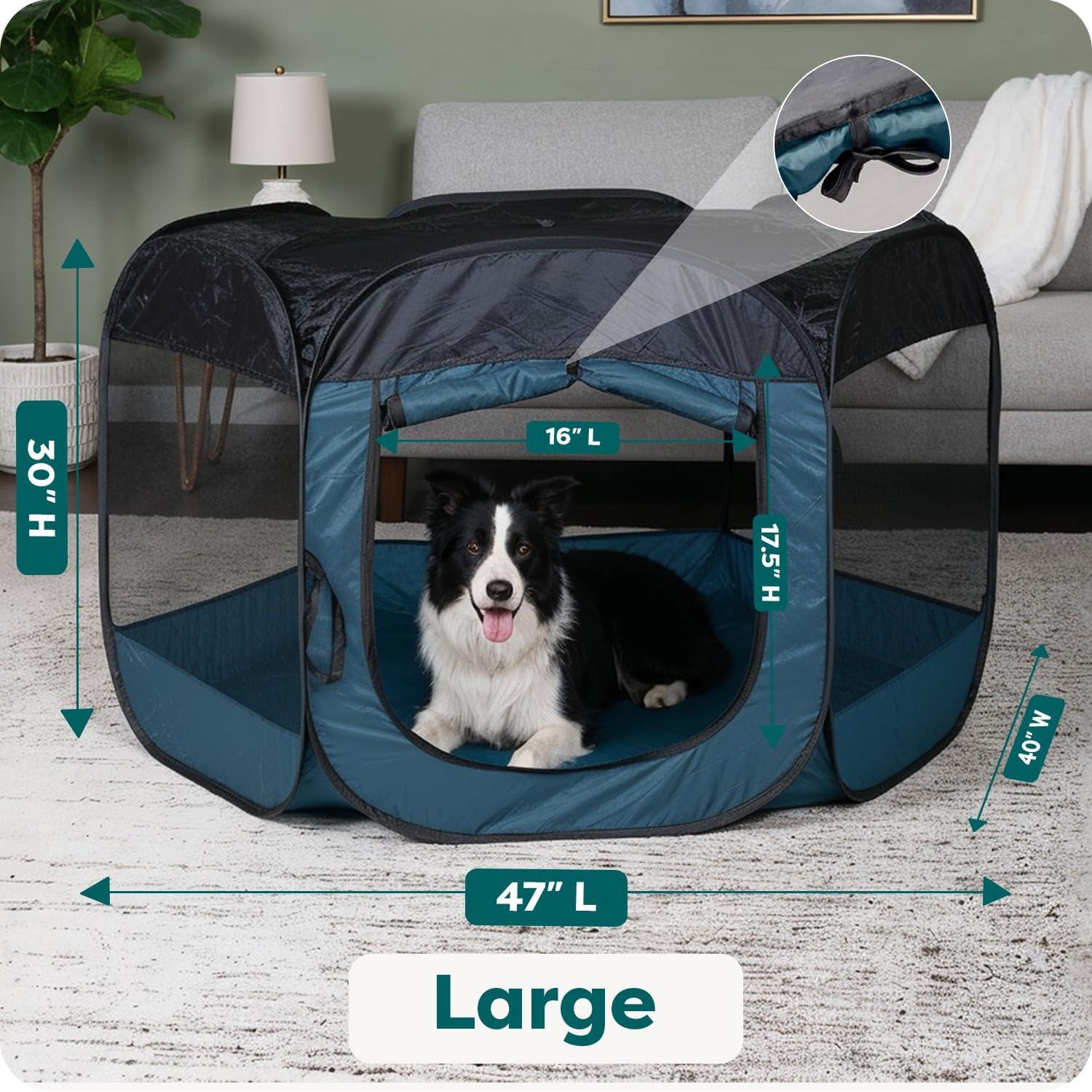 imageFurHaven Portable Pet Playpen for Dogs ampamp Cats Extra Large Indoor Kitten Playpen with Mesh Sides Foldable Dog Playpen for Small Dogs Pop Up Travel Dog Pen XLarge Sailor BlueSailor Blue
