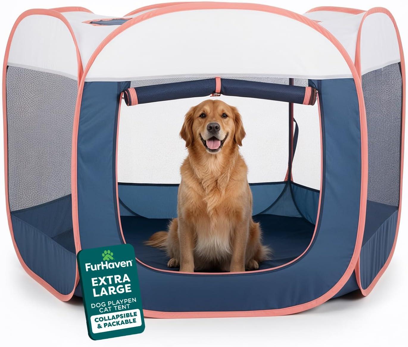 imageFurHaven Portable Pet Playpen for Dogs ampamp Cats Extra Large Indoor Kitten Playpen with Mesh Sides Foldable Dog Playpen for Small Dogs Pop Up Travel Dog Pen XLarge Sailor BlueNavy