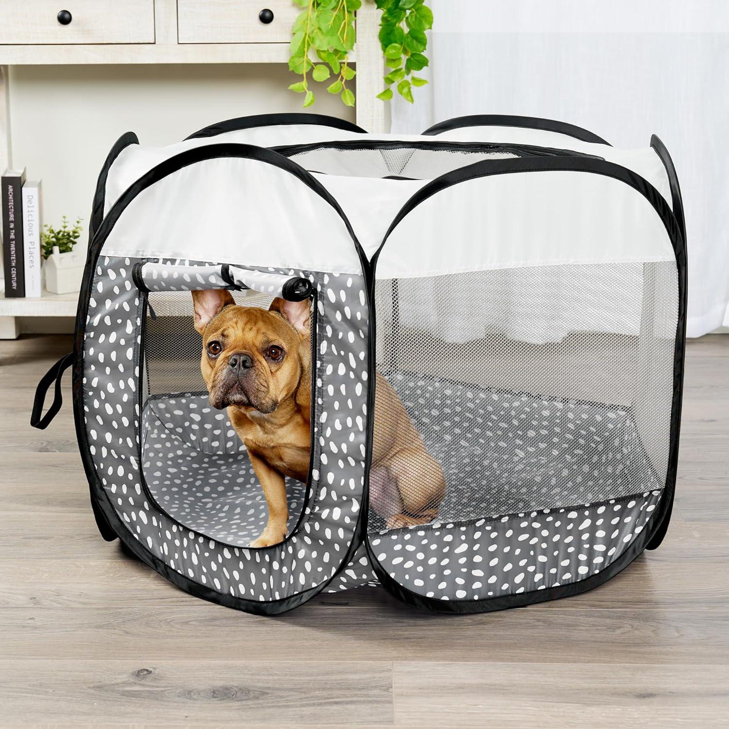 imageFurHaven Portable Pet Playpen for Dogs ampamp Cats Extra Large Indoor Kitten Playpen with Mesh Sides Foldable Dog Playpen for Small Dogs Pop Up Travel Dog Pen XLarge Sailor BlueGray Pebbles