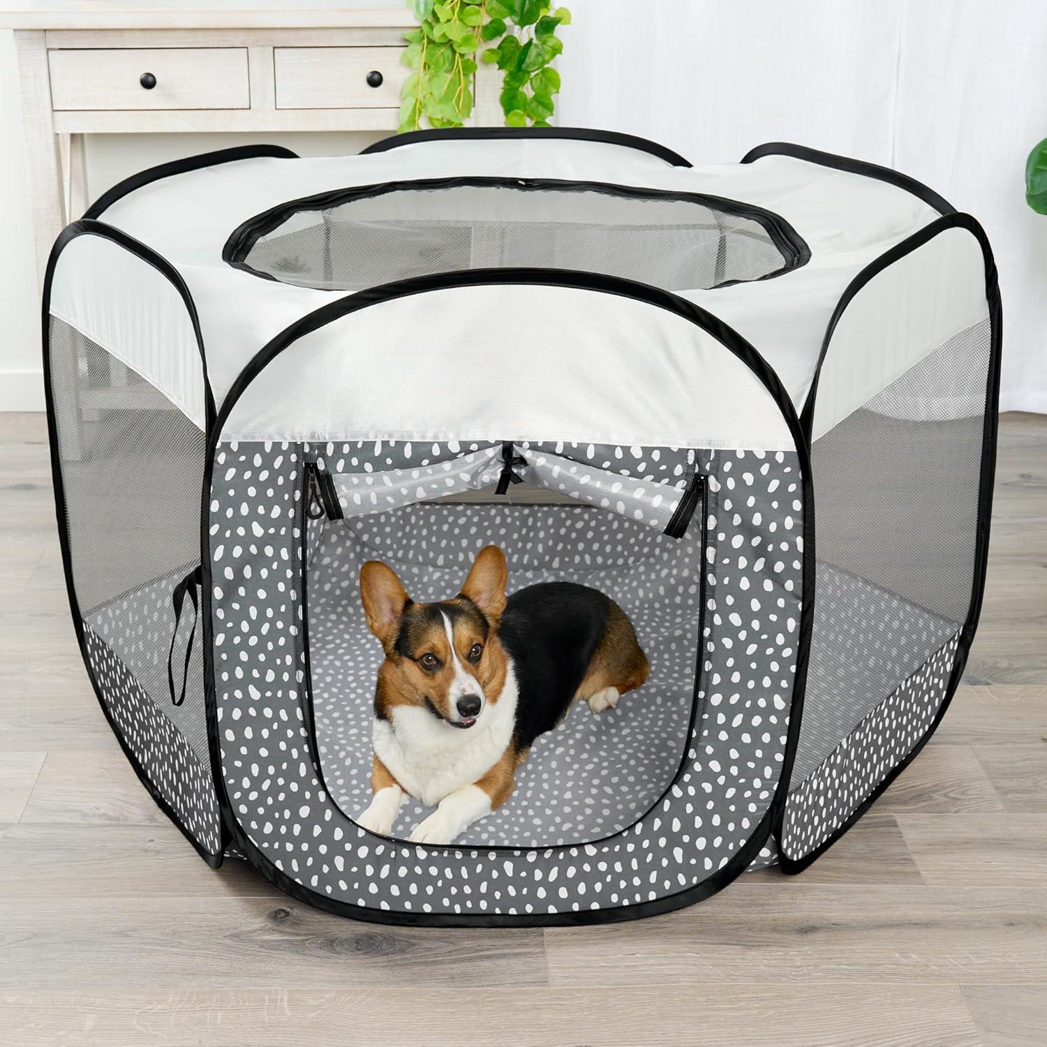 imageFurHaven Portable Pet Playpen for Dogs ampamp Cats Extra Large Indoor Kitten Playpen with Mesh Sides Foldable Dog Playpen for Small Dogs Pop Up Travel Dog Pen XLarge Sailor BlueGray Pebbles