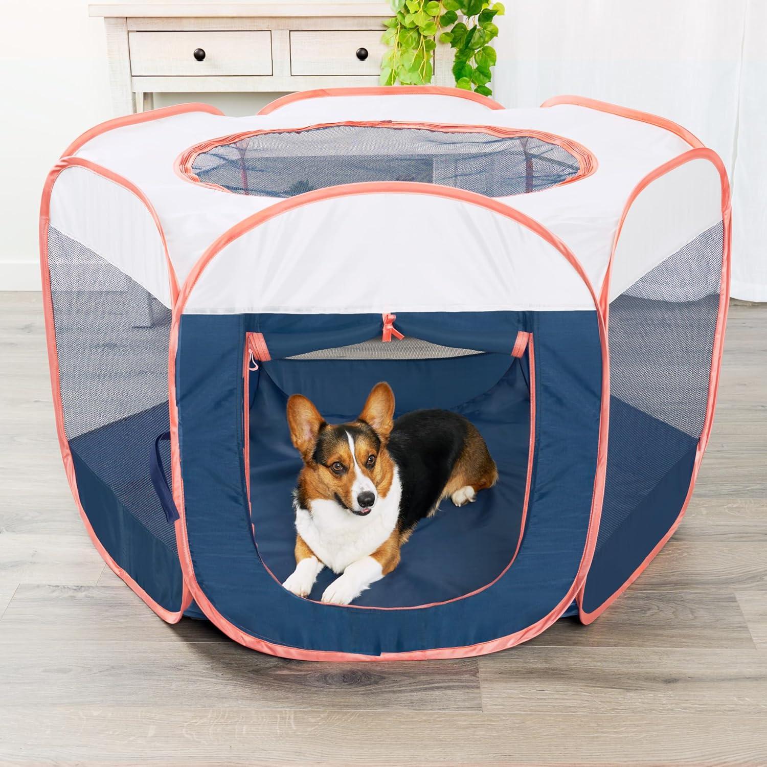 imageFurHaven Portable Pet Playpen for Dogs ampamp Cats Extra Large Indoor Kitten Playpen with Mesh Sides Foldable Dog Playpen for Small Dogs Pop Up Travel Dog Pen XLarge Sailor BlueNavy