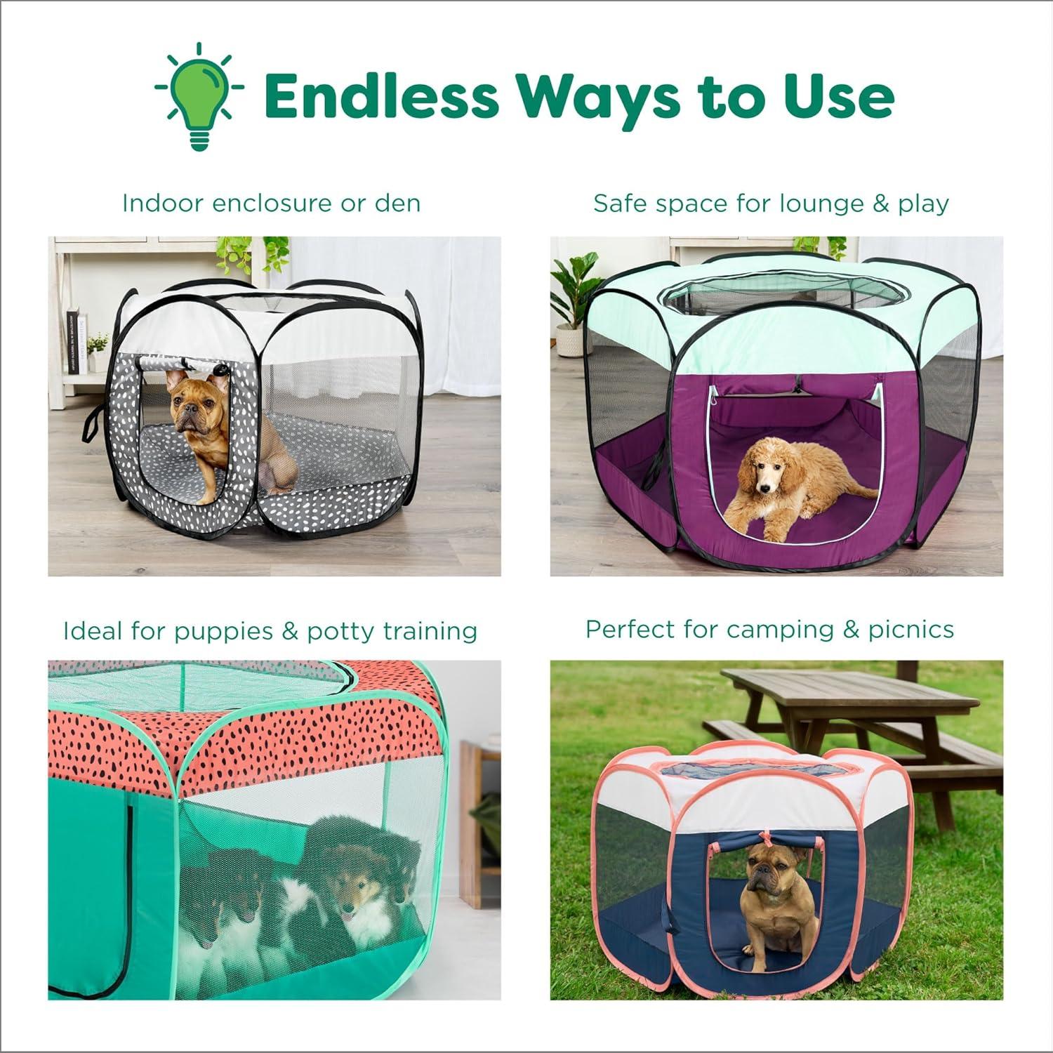 imageFurHaven Portable Pet Playpen for Dogs ampamp Cats Extra Large Indoor Kitten Playpen with Mesh Sides Foldable Dog Playpen for Small Dogs Pop Up Travel Dog Pen XLarge Sailor BlueGreen Pink