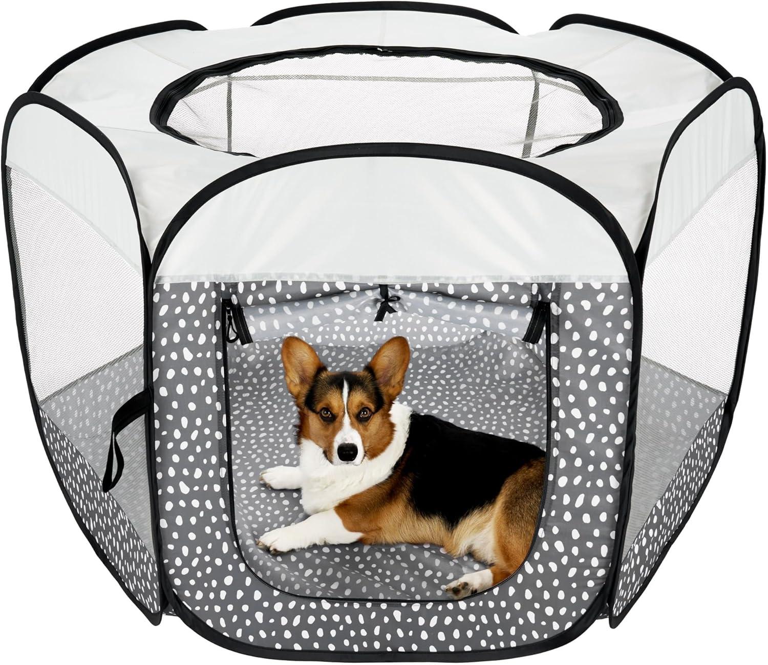 imageFurHaven Portable Pet Playpen for Dogs ampamp Cats Extra Large Indoor Kitten Playpen with Mesh Sides Foldable Dog Playpen for Small Dogs Pop Up Travel Dog Pen XLarge Sailor BlueGray Pebbles