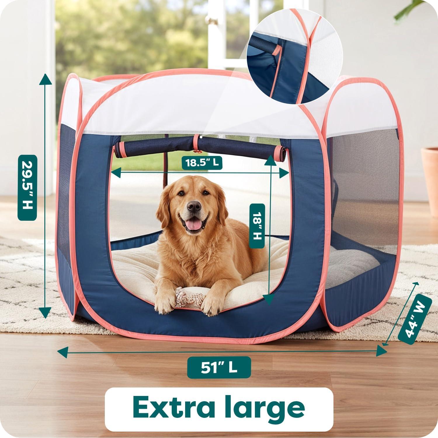 imageFurHaven Portable Pet Playpen for Dogs ampamp Cats Extra Large Indoor Kitten Playpen with Mesh Sides Foldable Dog Playpen for Small Dogs Pop Up Travel Dog Pen XLarge Sailor BlueNavy