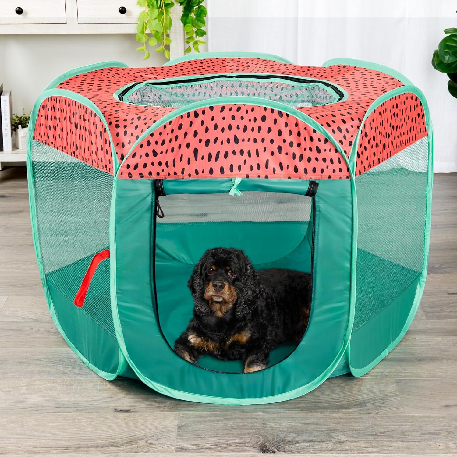 imageFurHaven Portable Pet Playpen for Dogs ampamp Cats Extra Large Indoor Kitten Playpen with Mesh Sides Foldable Dog Playpen for Small Dogs Pop Up Travel Dog Pen XLarge Sailor BlueGreen Pink