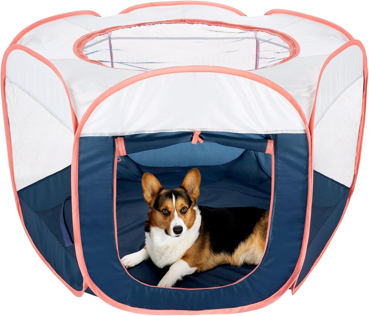 imageFurHaven Portable Pet Playpen for Dogs ampamp Cats Extra Large Indoor Kitten Playpen with Mesh Sides Foldable Dog Playpen for Small Dogs Pop Up Travel Dog Pen XLarge Sailor BlueNavy