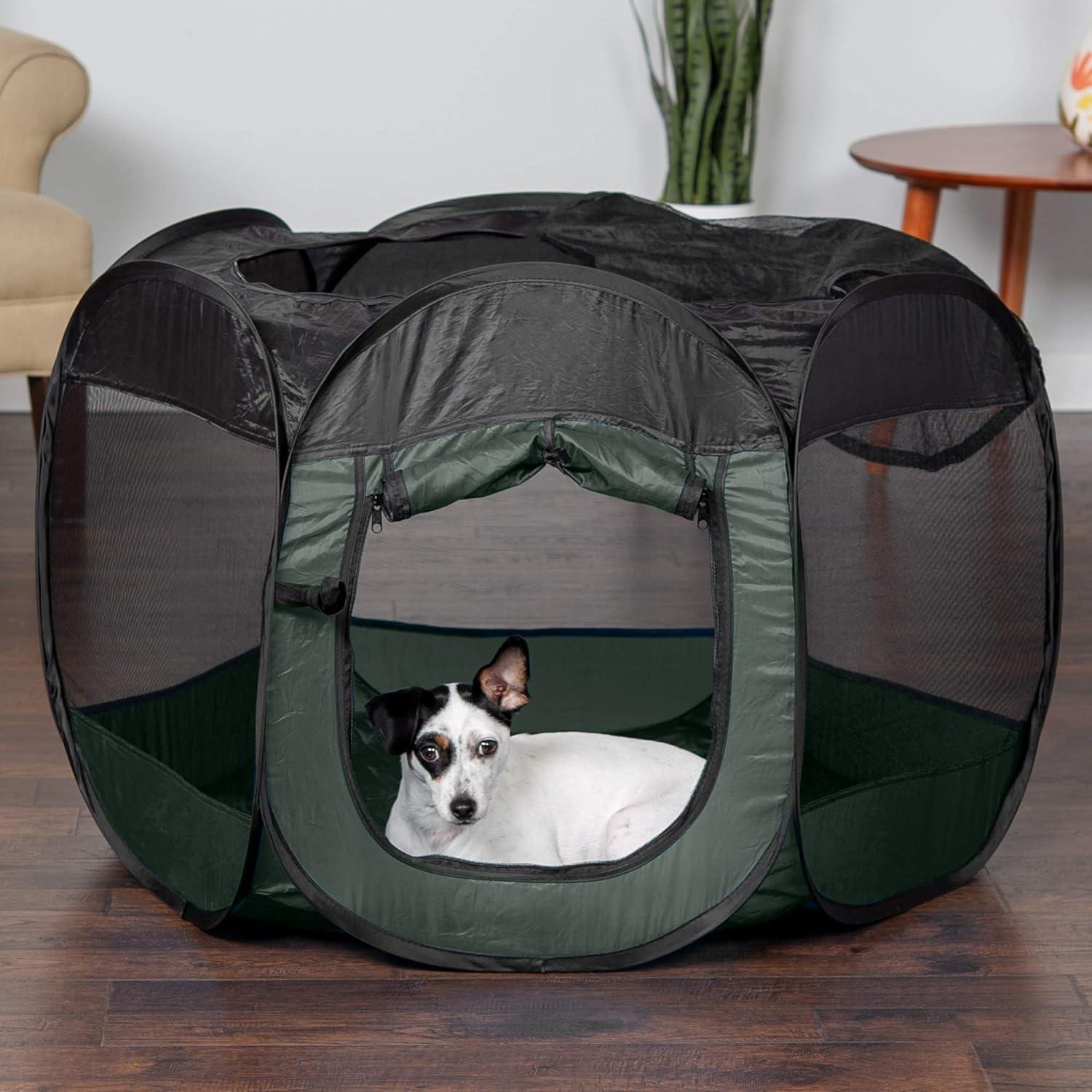 imageFurHaven Portable Pet Playpen for Dogs ampamp Cats Extra Large Indoor Kitten Playpen with Mesh Sides Foldable Dog Playpen for Small Dogs Pop Up Travel Dog Pen XLarge Sailor BlueHunter Green