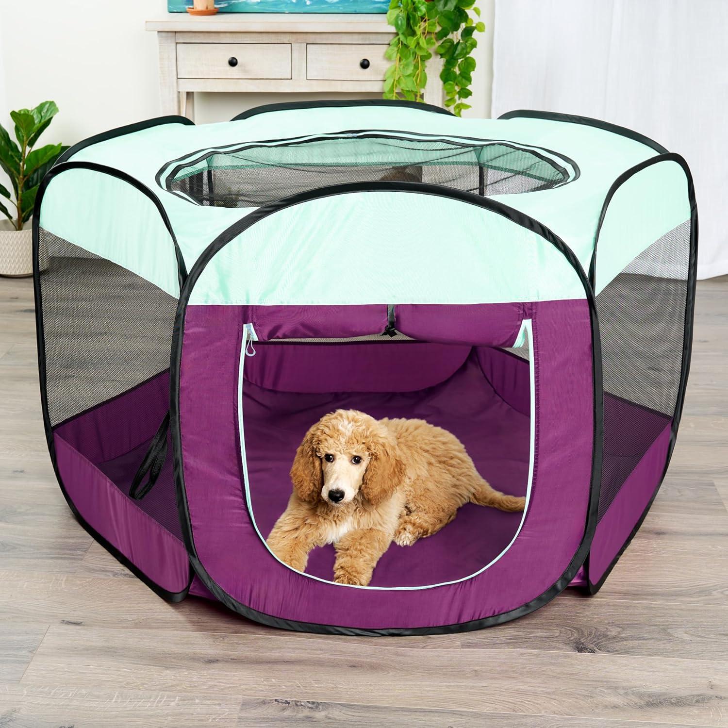 imageFurHaven Portable Pet Playpen for Dogs ampamp Cats Extra Large Indoor Kitten Playpen with Mesh Sides Foldable Dog Playpen for Small Dogs Pop Up Travel Dog Pen XLarge Sailor BluePurple