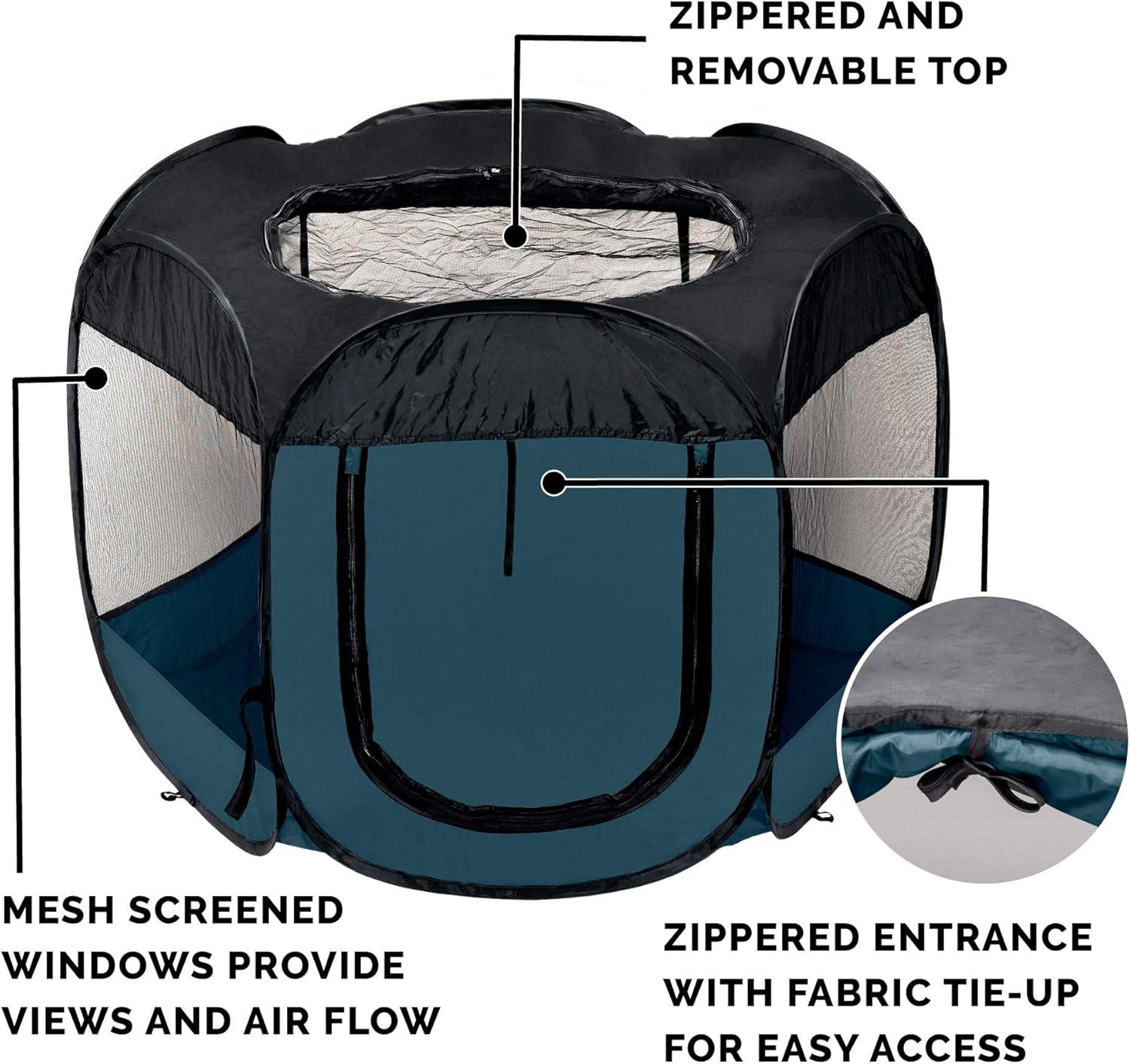 imageFurHaven Portable Pet Playpen for Dogs ampamp Cats Extra Large Indoor Kitten Playpen with Mesh Sides Foldable Dog Playpen for Small Dogs Pop Up Travel Dog Pen XLarge Sailor BlueSailor Blue