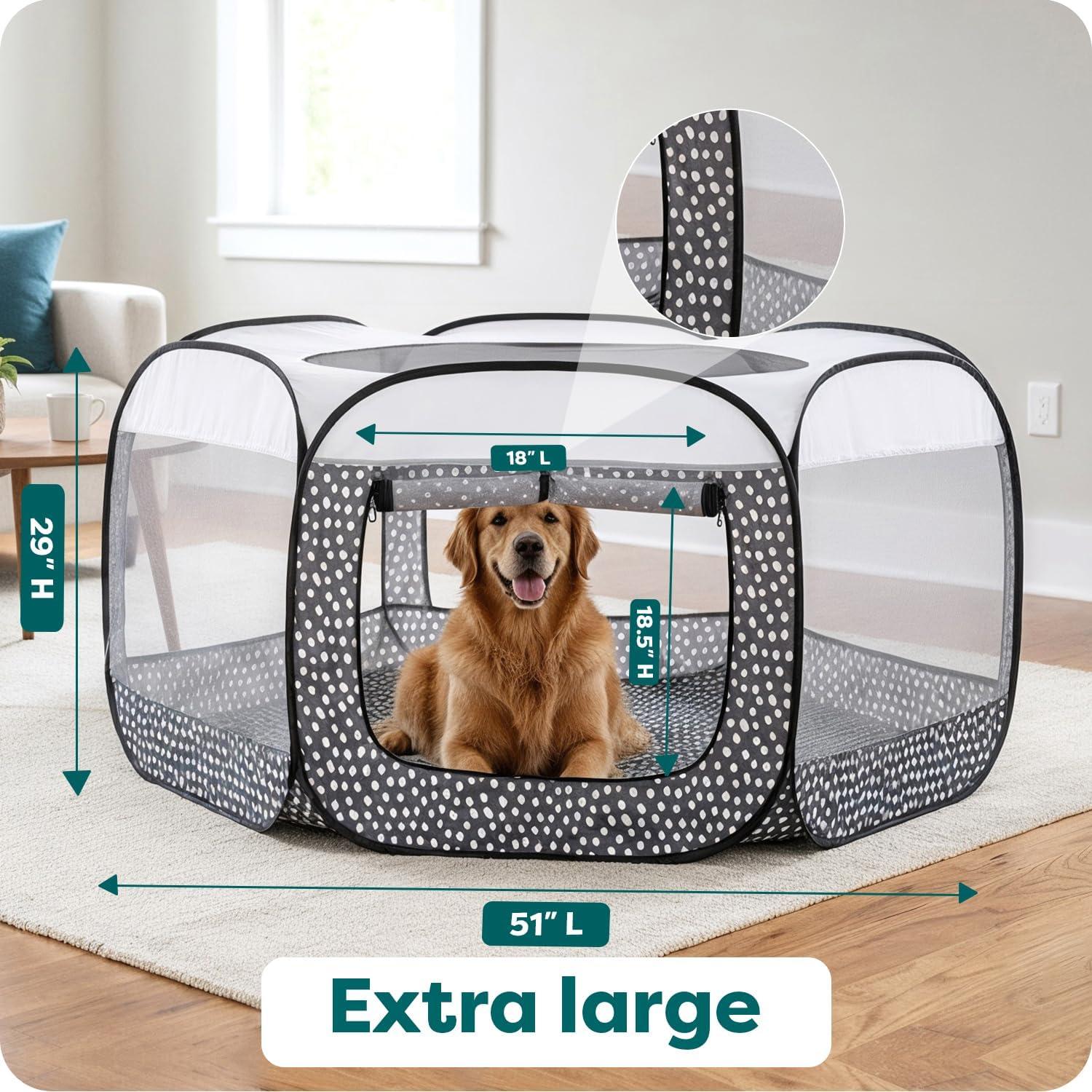 imageFurHaven Portable Pet Playpen for Dogs ampamp Cats Extra Large Indoor Kitten Playpen with Mesh Sides Foldable Dog Playpen for Small Dogs Pop Up Travel Dog Pen XLarge Sailor BlueGray Pebbles