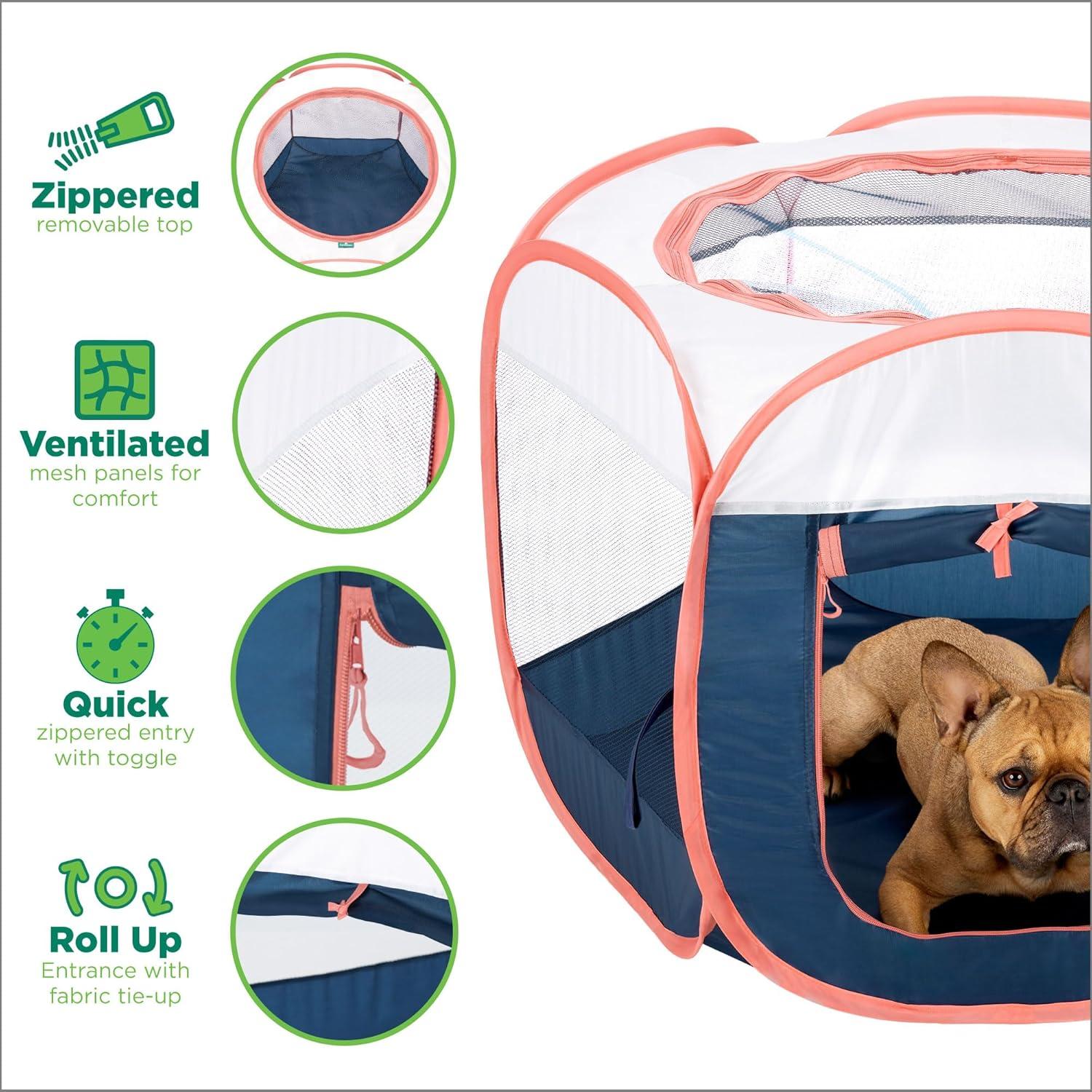 imageFurHaven Portable Pet Playpen for Dogs ampamp Cats Extra Large Indoor Kitten Playpen with Mesh Sides Foldable Dog Playpen for Small Dogs Pop Up Travel Dog Pen XLarge Sailor BlueNavy