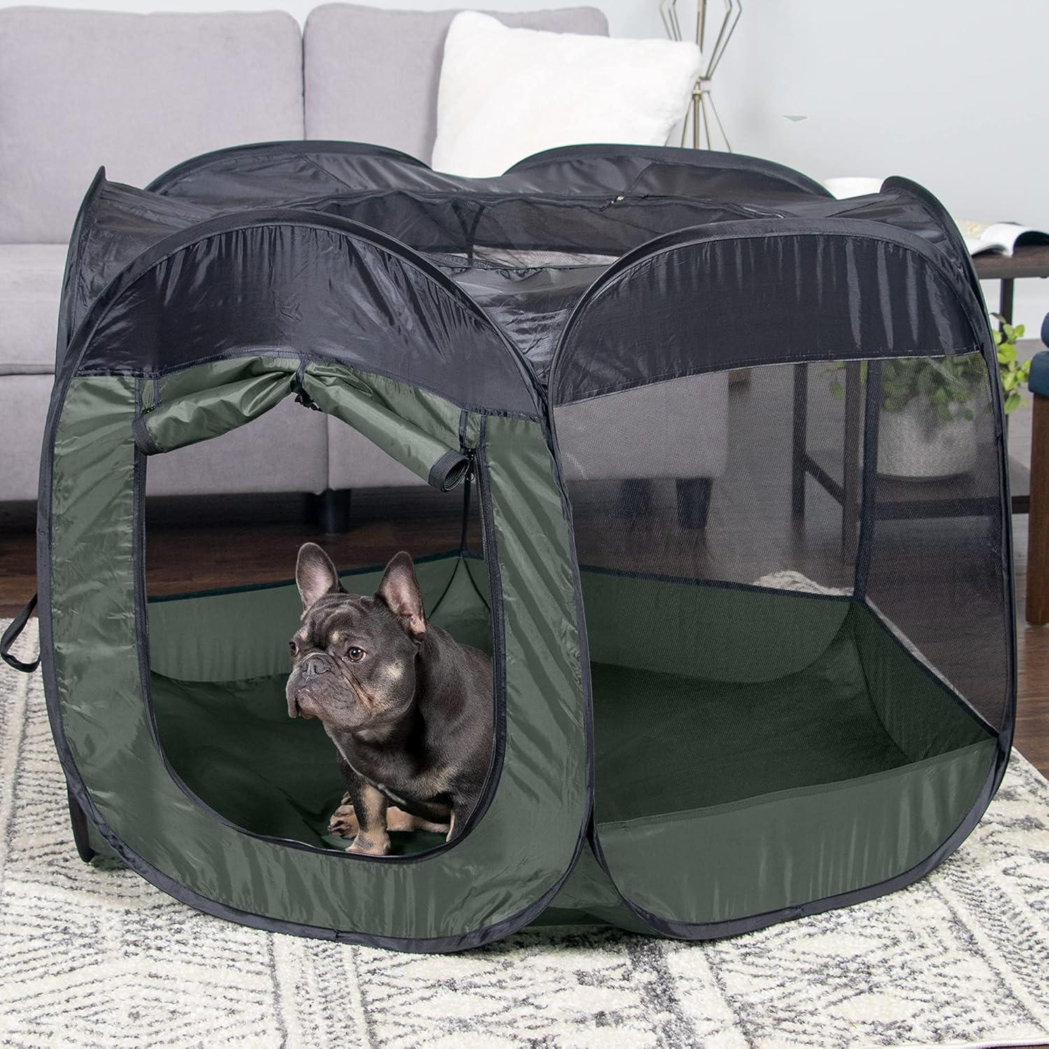 imageFurHaven Portable Pet Playpen for Dogs ampamp Cats Extra Large Indoor Kitten Playpen with Mesh Sides Foldable Dog Playpen for Small Dogs Pop Up Travel Dog Pen XLarge Sailor BlueHunter Green