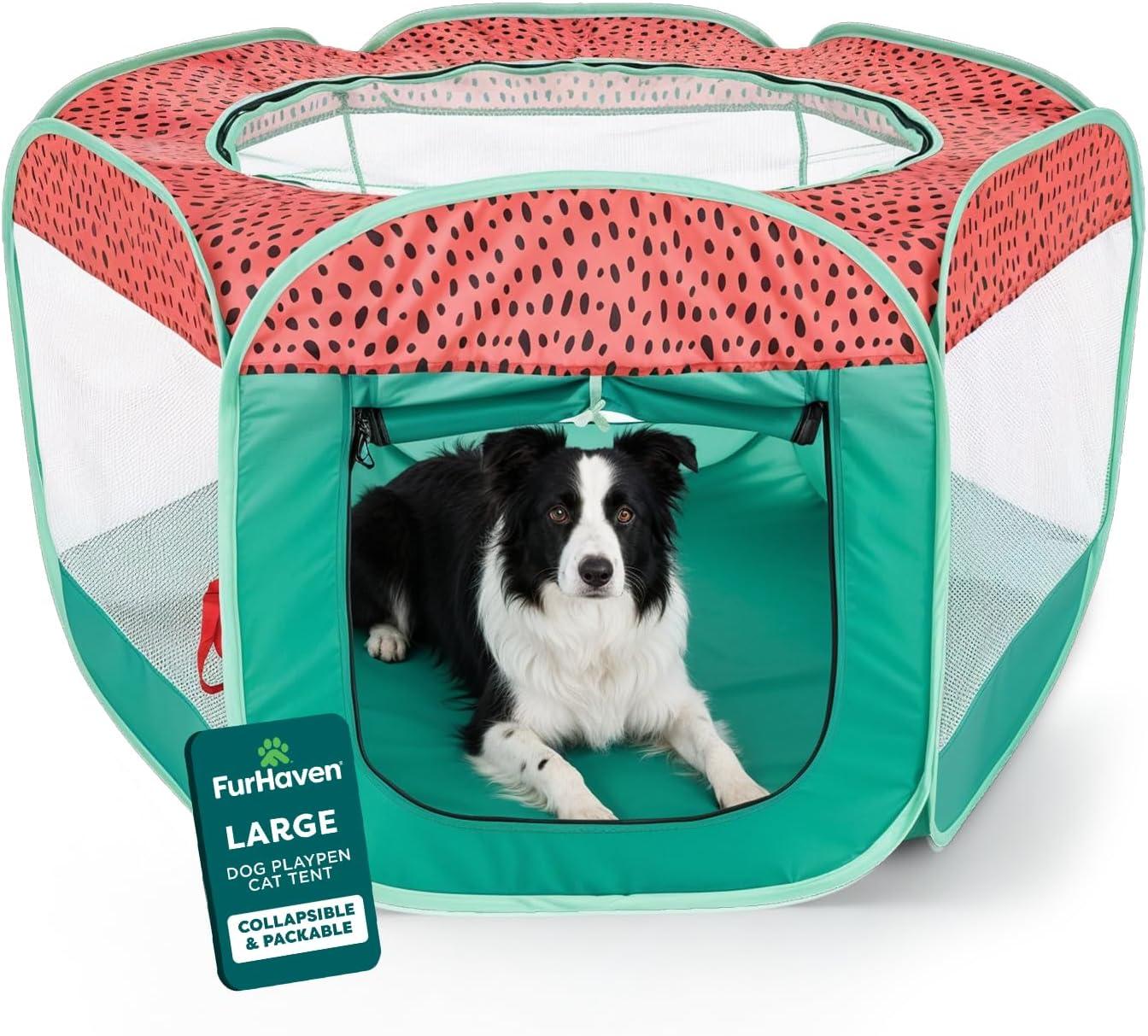 imageFurHaven Portable Pet Playpen for Dogs ampamp Cats Extra Large Indoor Kitten Playpen with Mesh Sides Foldable Dog Playpen for Small Dogs Pop Up Travel Dog Pen XLarge Sailor BlueGreen Pink
