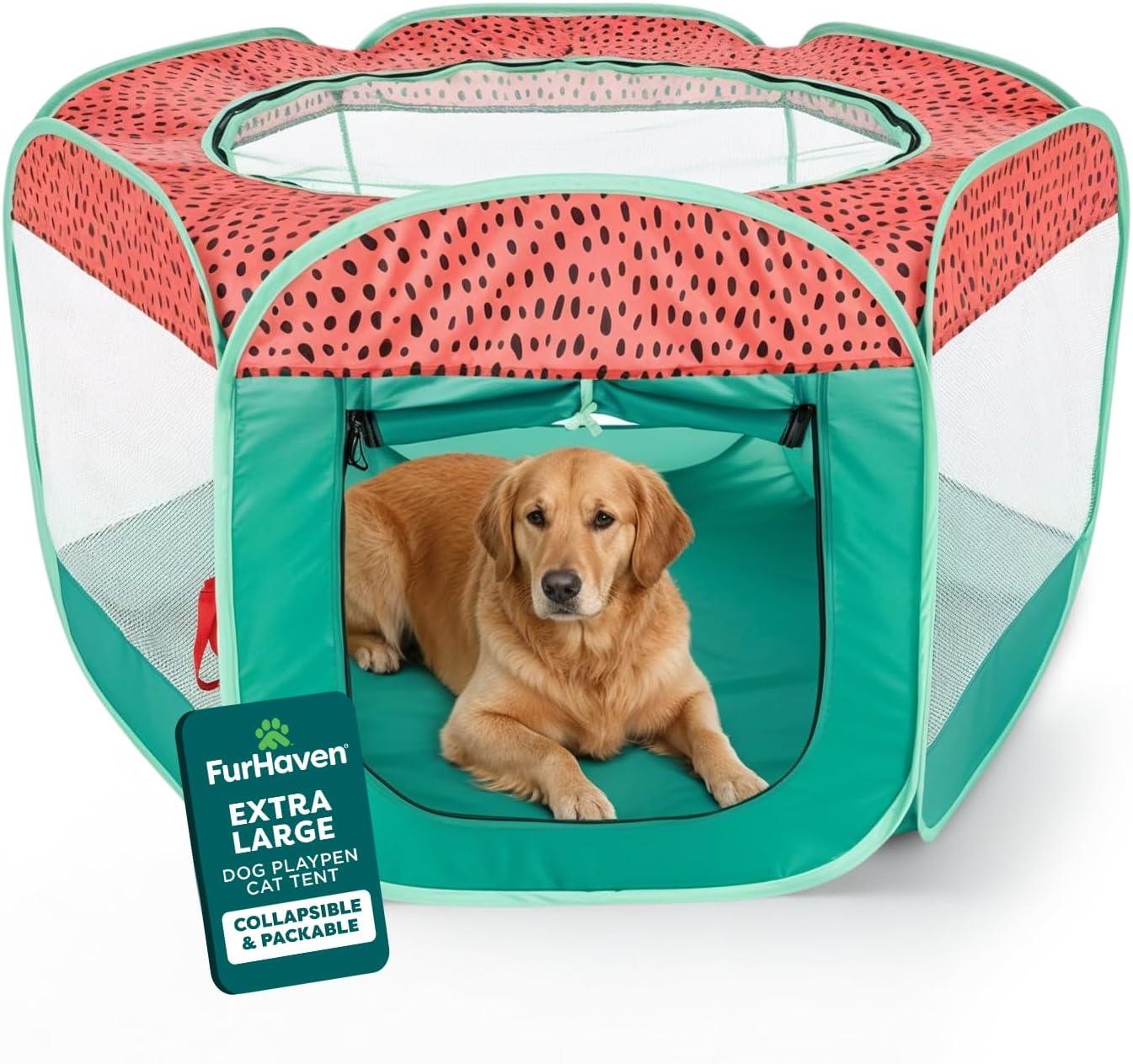 imageFurHaven Portable Pet Playpen for Dogs ampamp Cats Extra Large Indoor Kitten Playpen with Mesh Sides Foldable Dog Playpen for Small Dogs Pop Up Travel Dog Pen XLarge Sailor BlueGreen Pink