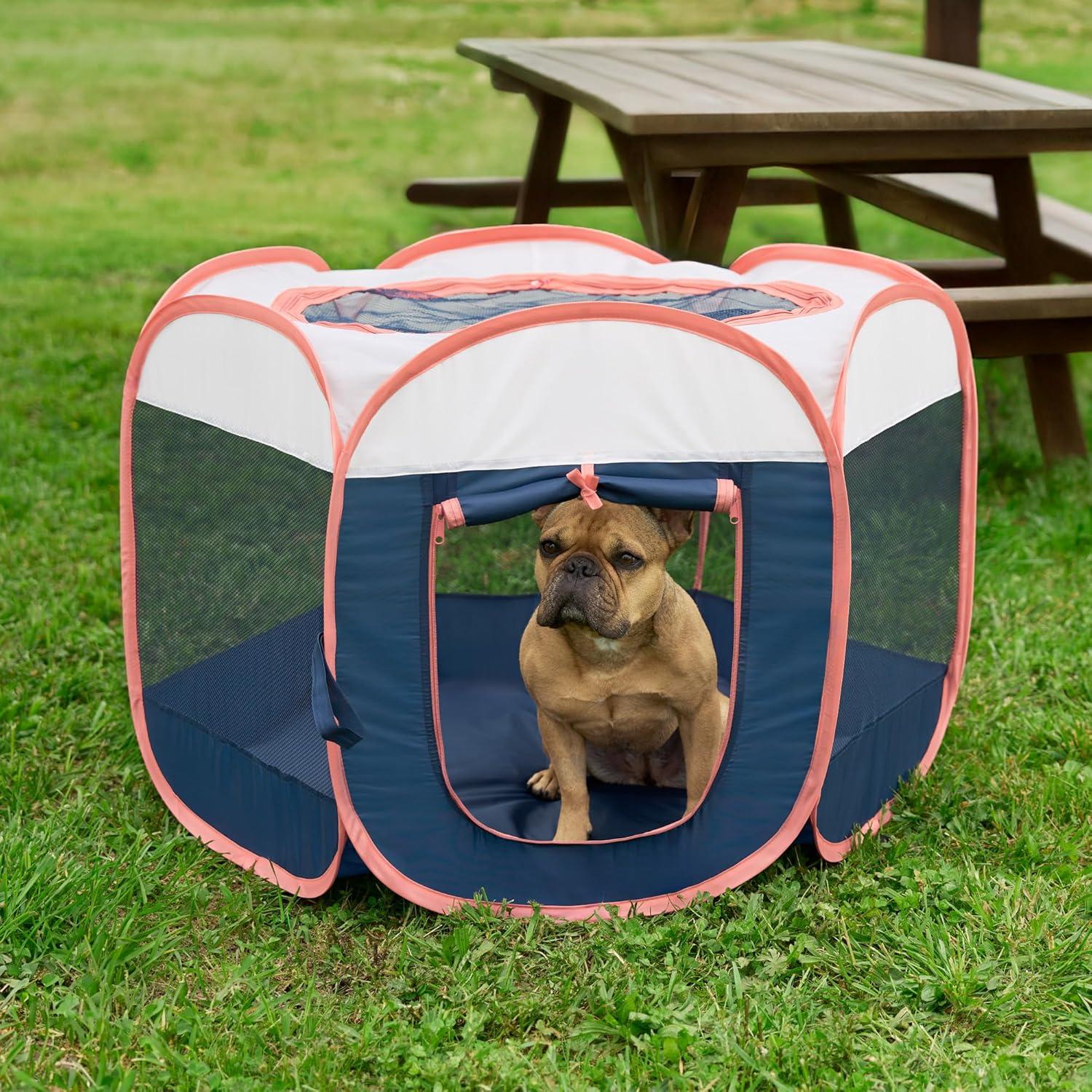 imageFurHaven Portable Pet Playpen for Dogs ampamp Cats Extra Large Indoor Kitten Playpen with Mesh Sides Foldable Dog Playpen for Small Dogs Pop Up Travel Dog Pen XLarge Sailor BlueNavy