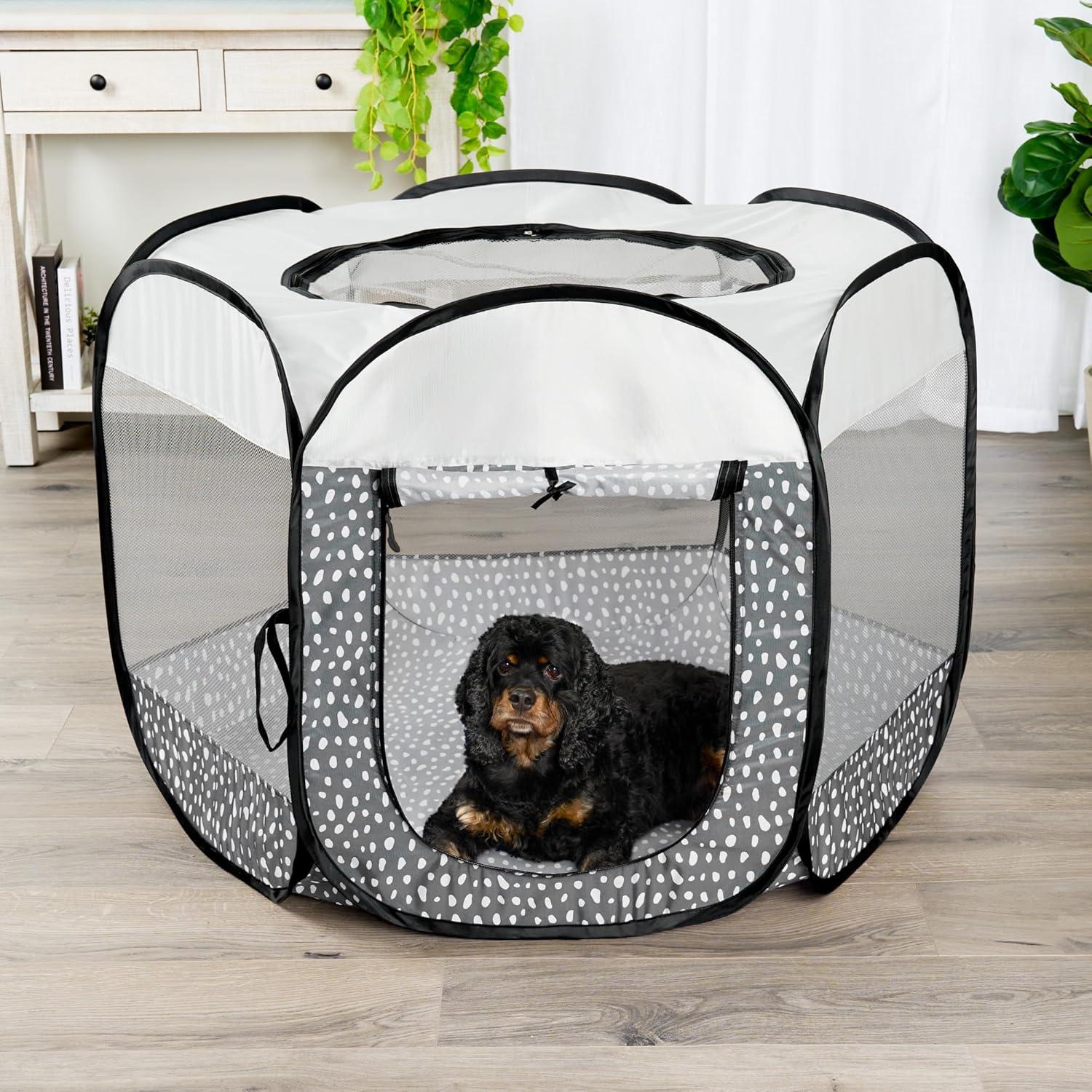 imageFurHaven Portable Pet Playpen for Dogs ampamp Cats Extra Large Indoor Kitten Playpen with Mesh Sides Foldable Dog Playpen for Small Dogs Pop Up Travel Dog Pen XLarge Sailor BlueGray Pebbles