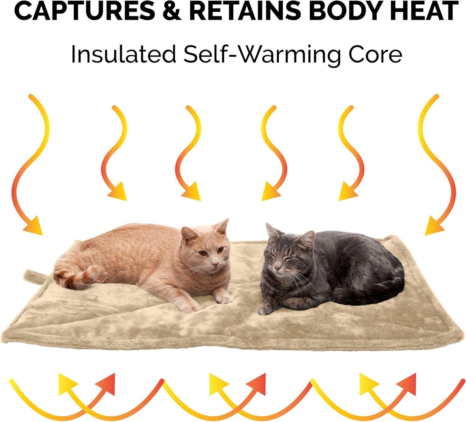 imageFurHaven ThermaNAP Self Warming Cat Mat Dog Bed for Crates with SelfWarming Technology for Cozy Rest Fully Machine Washable Small Plush Faux Fur BlackCream
