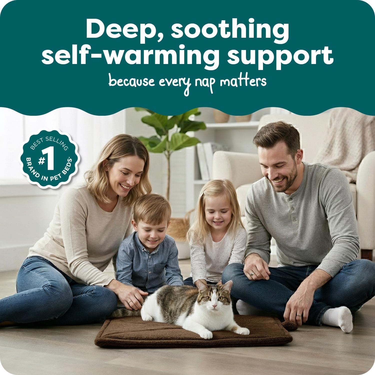 imageFurHaven ThermaNAP Self Warming Cat Mat Dog Bed for Crates with SelfWarming Technology for Cozy Rest Fully Machine Washable Small Plush Faux Fur BlackEspresso