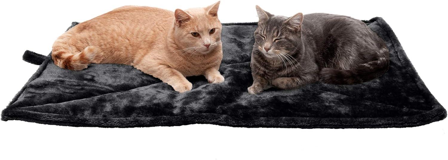 imageFurHaven ThermaNAP Self Warming Cat Mat Dog Bed for Crates with SelfWarming Technology for Cozy Rest Fully Machine Washable Small Plush Faux Fur BlackBlack