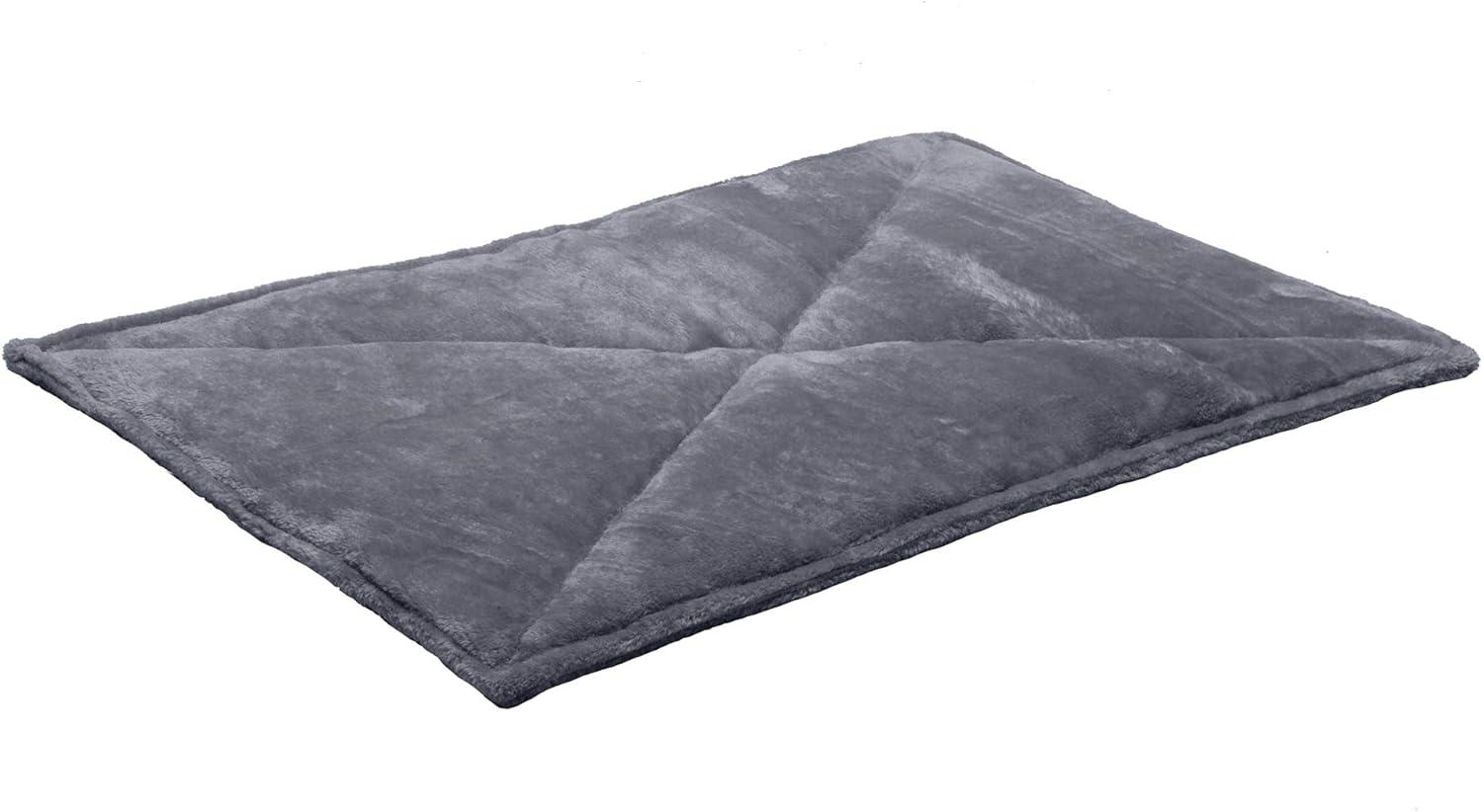 imageFurHaven ThermaNAP Self Warming Cat Mat Dog Bed for Crates with SelfWarming Technology for Cozy Rest Fully Machine Washable Small Plush Faux Fur BlackGray
