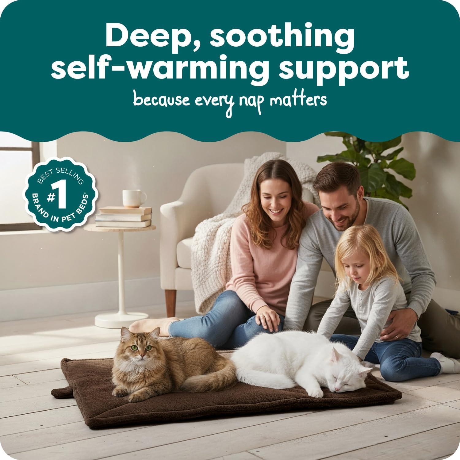 imageFurHaven ThermaNAP Self Warming Cat Mat Dog Bed for Crates with SelfWarming Technology for Cozy Rest Fully Machine Washable Small Plush Faux Fur BlackEspresso