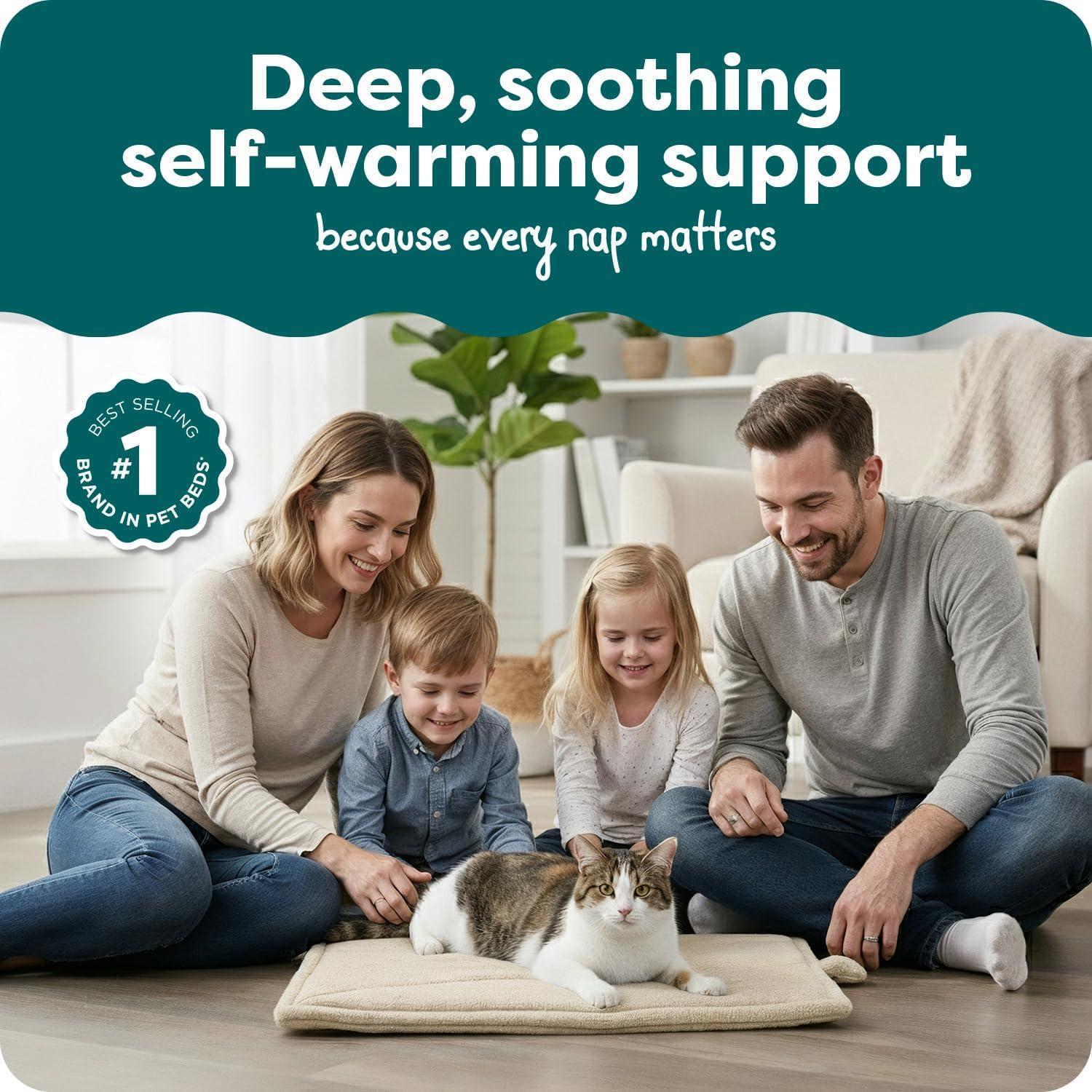 imageFurHaven ThermaNAP Self Warming Cat Mat Dog Bed for Crates with SelfWarming Technology for Cozy Rest Fully Machine Washable Small Plush Faux Fur BlackCream