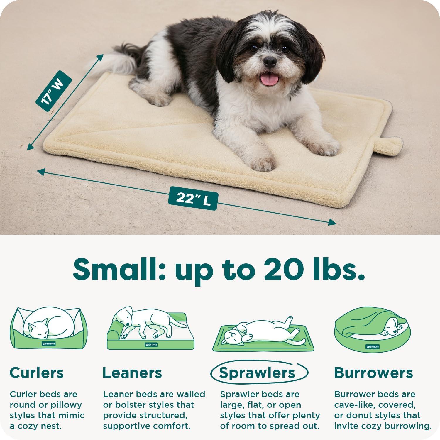 imageFurHaven ThermaNAP Self Warming Cat Mat Dog Bed for Crates with SelfWarming Technology for Cozy Rest Fully Machine Washable Small Plush Faux Fur BlackCream