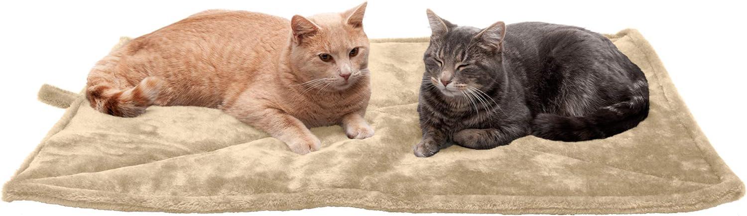 imageFurHaven ThermaNAP Self Warming Cat Mat Dog Bed for Crates with SelfWarming Technology for Cozy Rest Fully Machine Washable Small Plush Faux Fur BlackCream