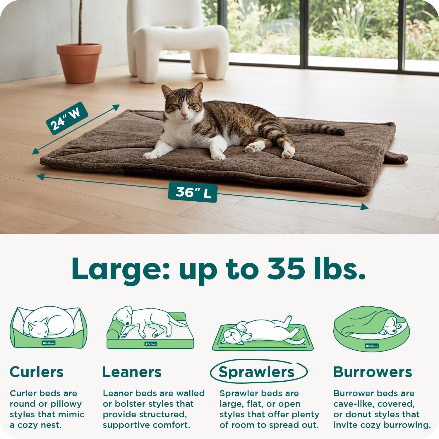 imageFurHaven ThermaNAP Self Warming Cat Mat Dog Bed for Crates with SelfWarming Technology for Cozy Rest Fully Machine Washable Small Plush Faux Fur BlackEspresso