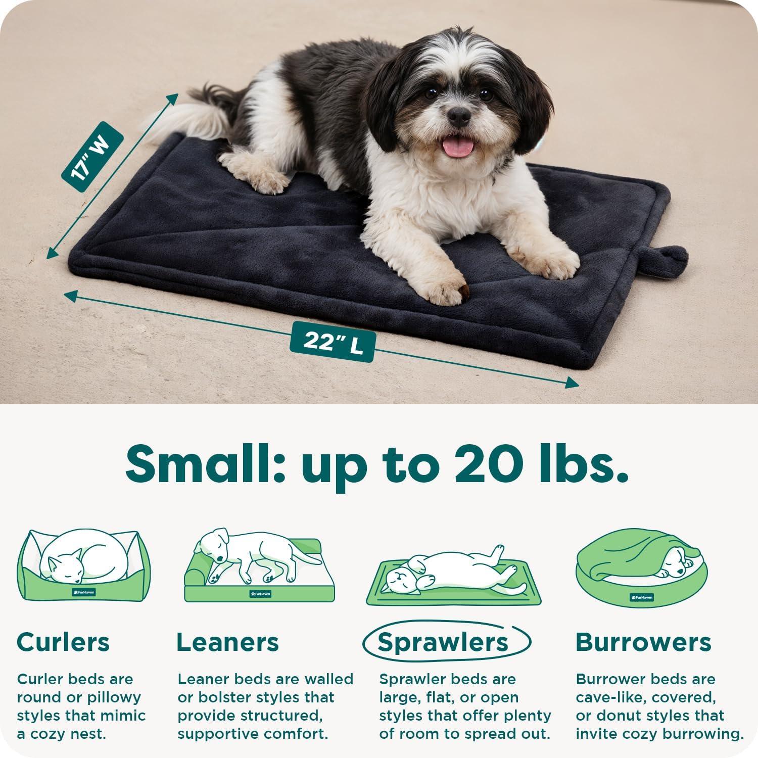 imageFurHaven ThermaNAP Self Warming Cat Mat Dog Bed for Crates with SelfWarming Technology for Cozy Rest Fully Machine Washable Small Plush Faux Fur BlackBlack