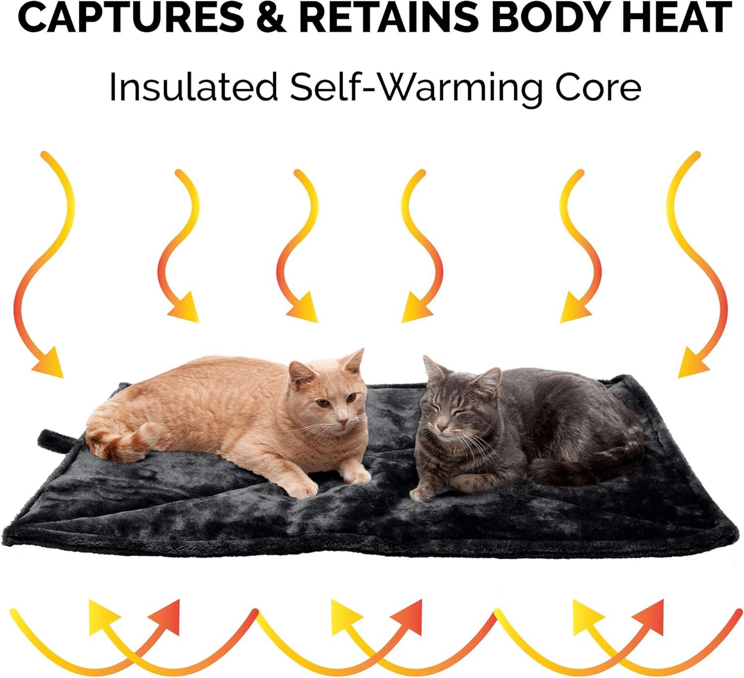 imageFurHaven ThermaNAP Self Warming Cat Mat Dog Bed for Crates with SelfWarming Technology for Cozy Rest Fully Machine Washable Small Plush Faux Fur BlackBlack