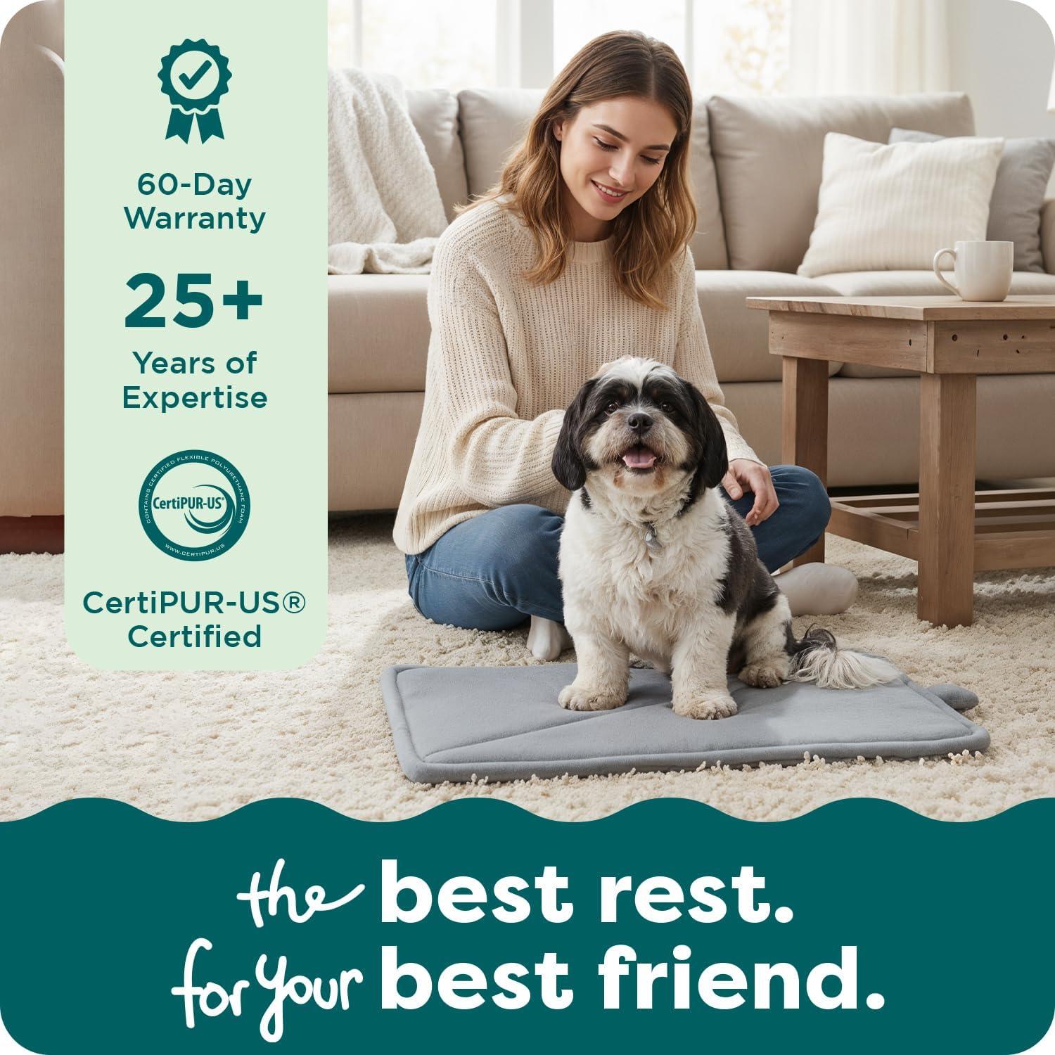 imageFurHaven ThermaNAP Self Warming Cat Mat Dog Bed for Crates with SelfWarming Technology for Cozy Rest Fully Machine Washable Small Plush Faux Fur BlackGray