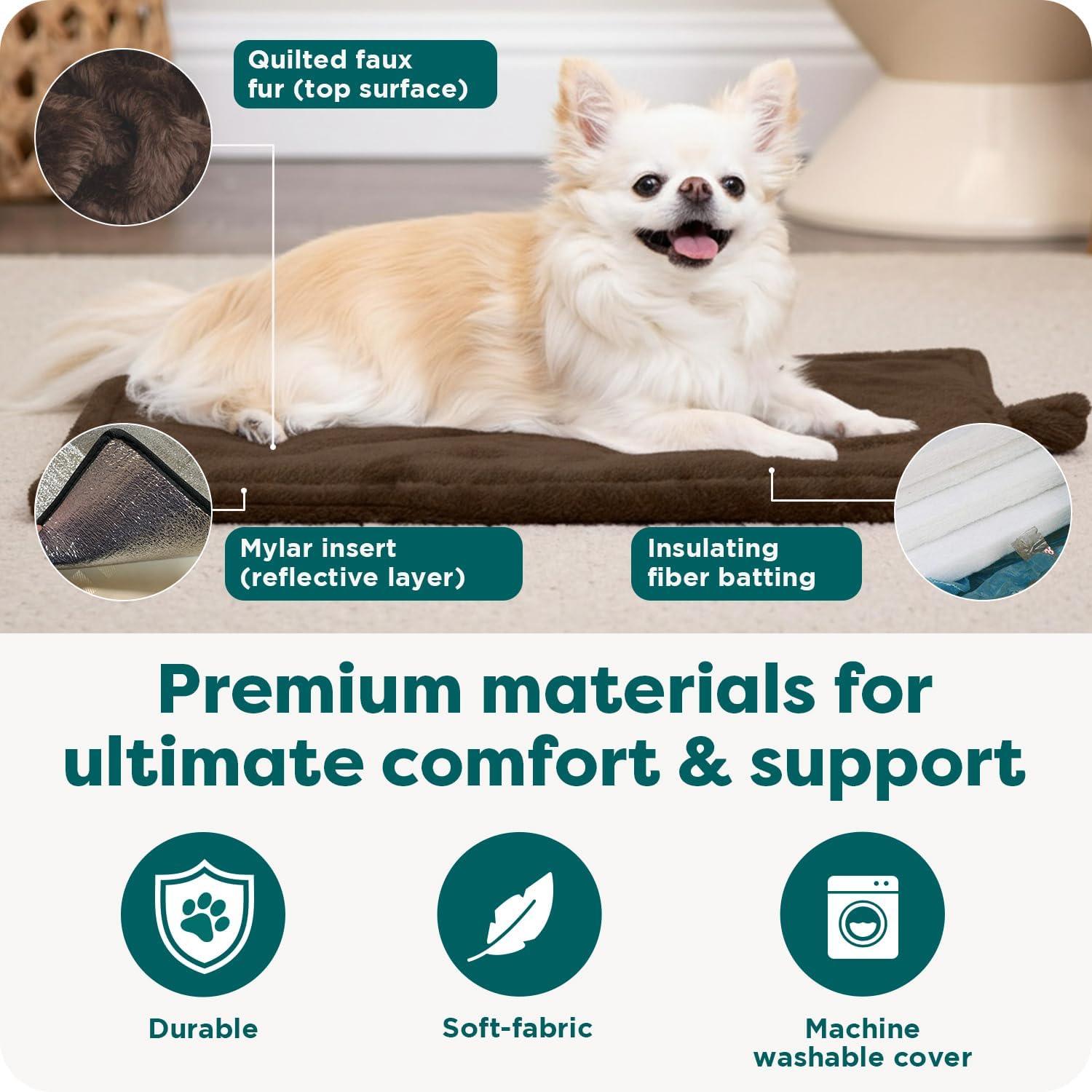 imageFurHaven ThermaNAP Self Warming Cat Mat Dog Bed for Crates with SelfWarming Technology for Cozy Rest Fully Machine Washable Small Plush Faux Fur BlackEspresso
