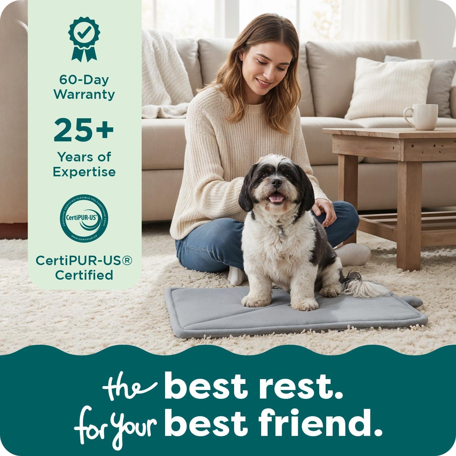 imageFurHaven ThermaNAP Self Warming Cat Mat Dog Bed for Crates with SelfWarming Technology for Cozy Rest Fully Machine Washable Small Plush Faux Fur BlackCream