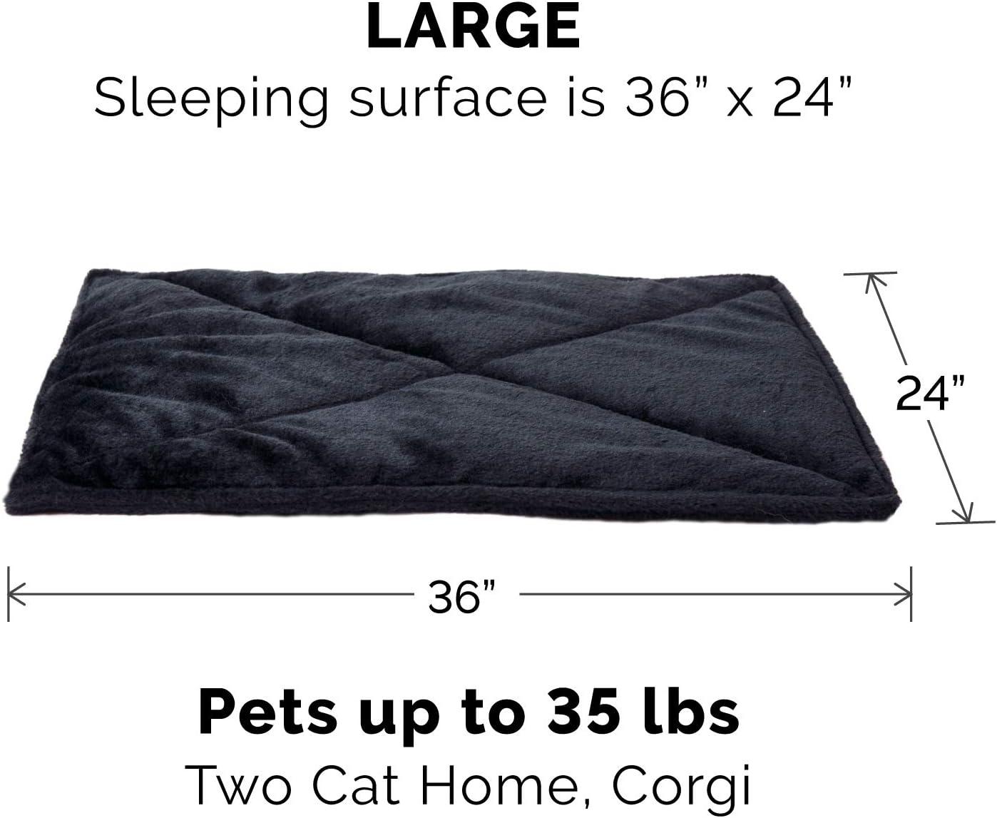 imageFurHaven ThermaNAP Self Warming Cat Mat Dog Bed for Crates with SelfWarming Technology for Cozy Rest Fully Machine Washable Small Plush Faux Fur BlackBlack