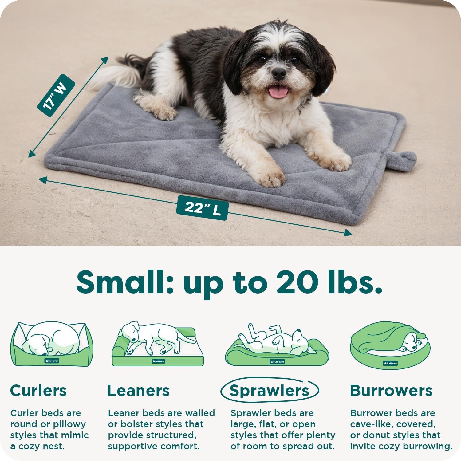 imageFurHaven ThermaNAP Self Warming Cat Mat Dog Bed for Crates with SelfWarming Technology for Cozy Rest Fully Machine Washable Small Plush Faux Fur BlackGray