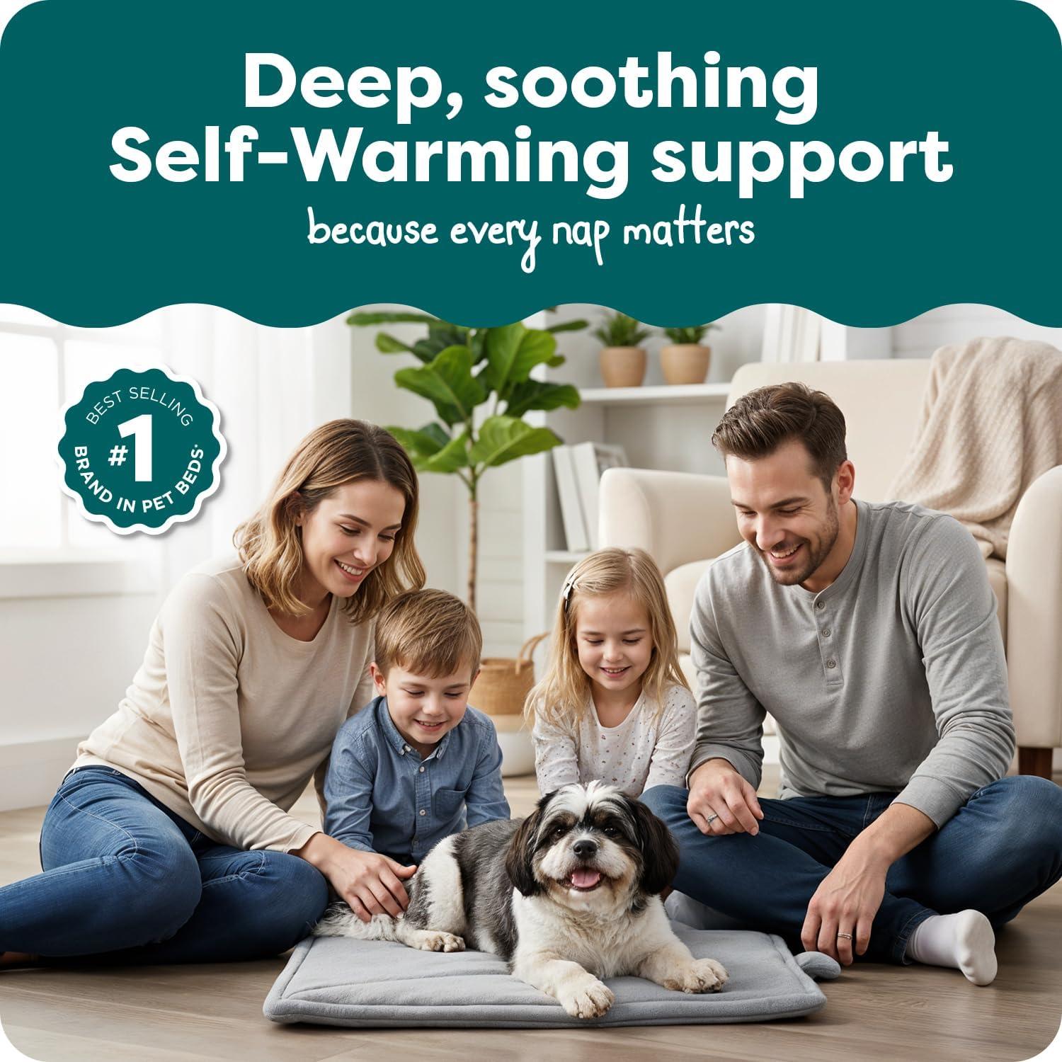 imageFurHaven ThermaNAP Self Warming Cat Mat Dog Bed for Crates with SelfWarming Technology for Cozy Rest Fully Machine Washable Small Plush Faux Fur BlackGray