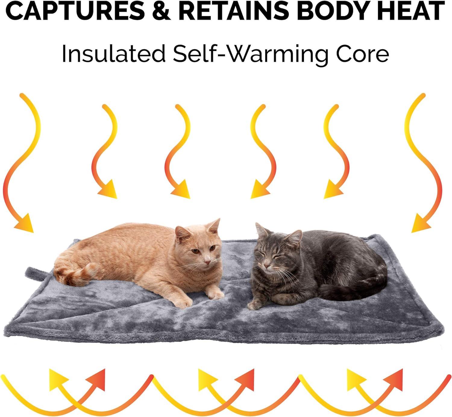 imageFurHaven ThermaNAP Self Warming Cat Mat Dog Bed for Crates with SelfWarming Technology for Cozy Rest Fully Machine Washable Small Plush Faux Fur BlackGray
