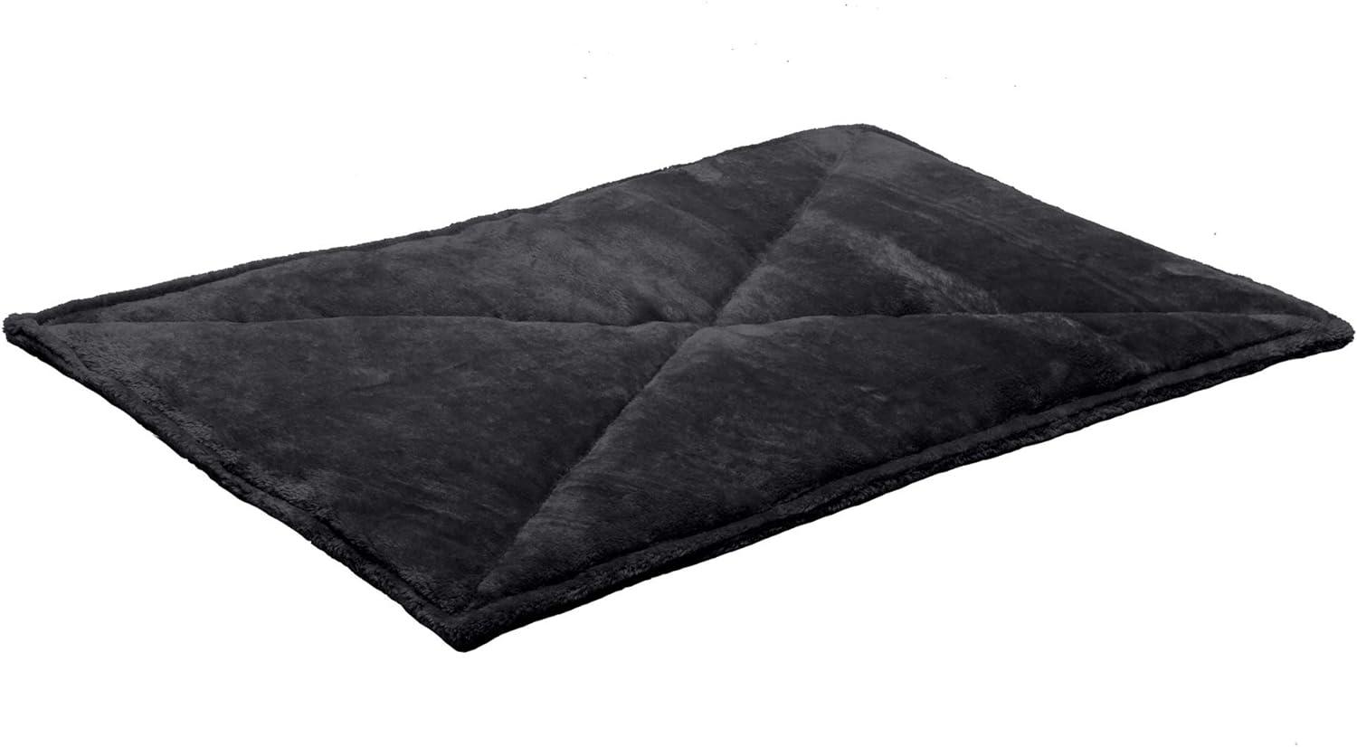 imageFurHaven ThermaNAP Self Warming Cat Mat Dog Bed for Crates with SelfWarming Technology for Cozy Rest Fully Machine Washable Small Plush Faux Fur BlackBlack