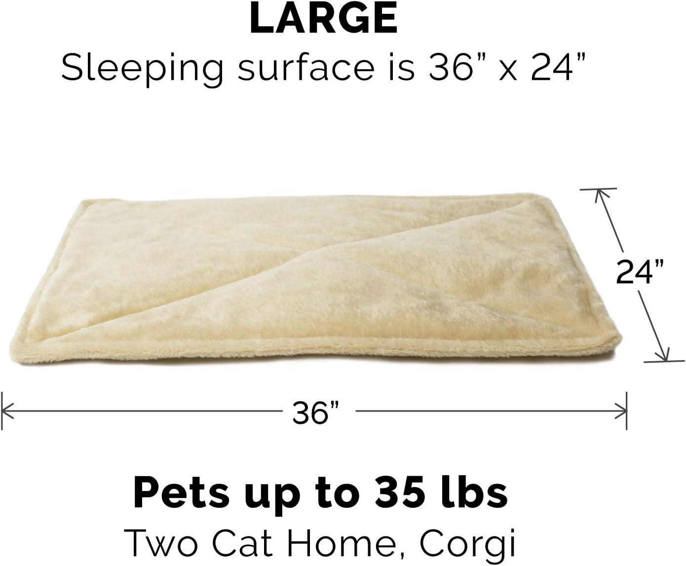 imageFurHaven ThermaNAP Self Warming Cat Mat Dog Bed for Crates with SelfWarming Technology for Cozy Rest Fully Machine Washable Small Plush Faux Fur BlackCream
