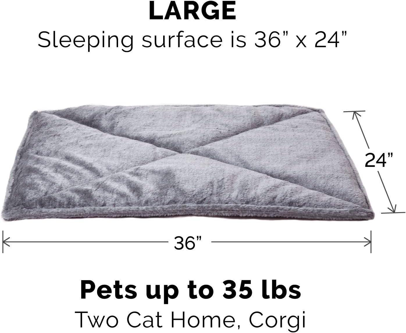 imageFurHaven ThermaNAP Self Warming Cat Mat Dog Bed for Crates with SelfWarming Technology for Cozy Rest Fully Machine Washable Small Plush Faux Fur BlackGray
