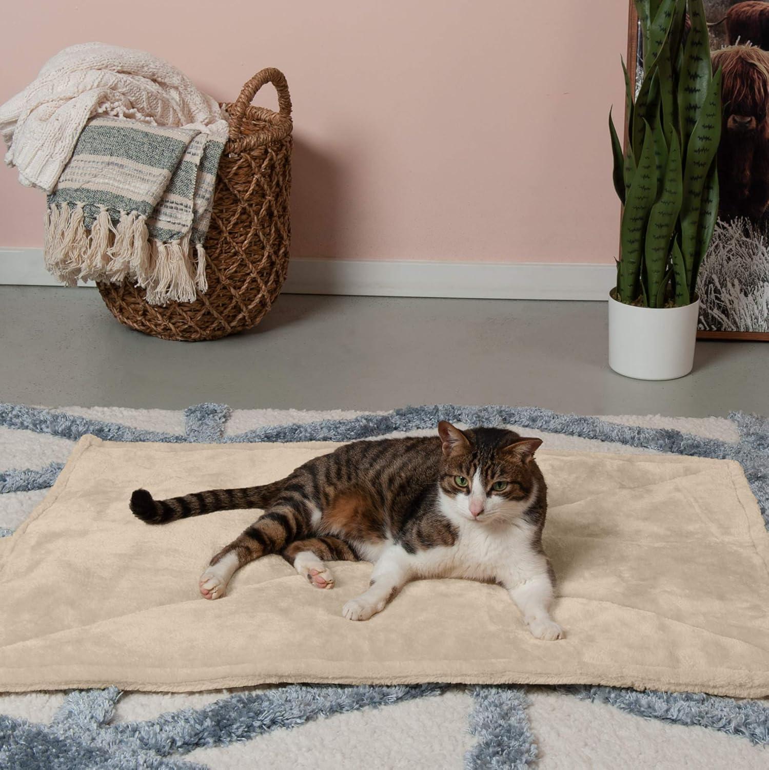 imageFurHaven ThermaNAP Self Warming Cat Mat Dog Bed for Crates with SelfWarming Technology for Cozy Rest Fully Machine Washable Small Plush Faux Fur BlackCream