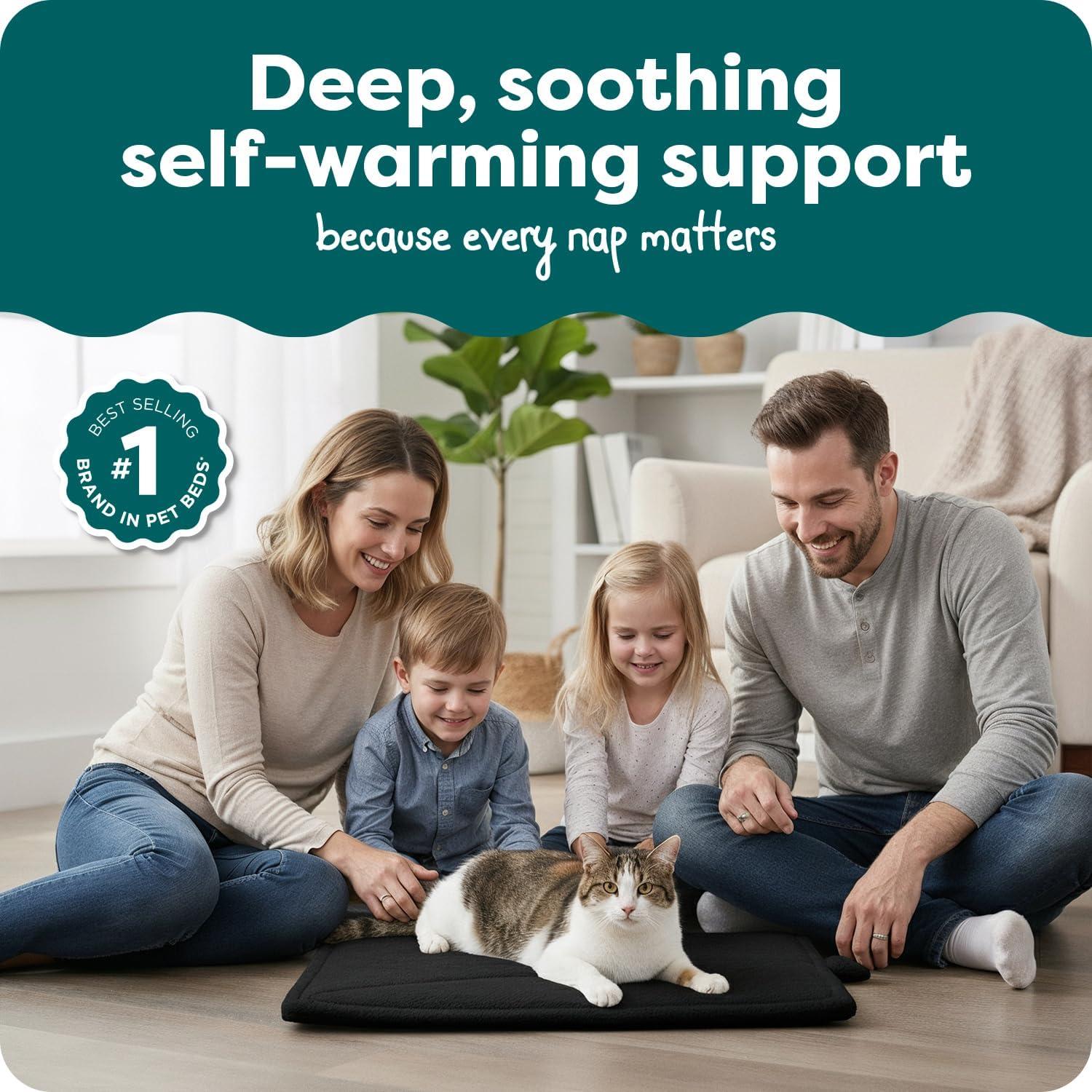 imageFurHaven ThermaNAP Self Warming Cat Mat Dog Bed for Crates with SelfWarming Technology for Cozy Rest Fully Machine Washable Small Plush Faux Fur BlackBlack
