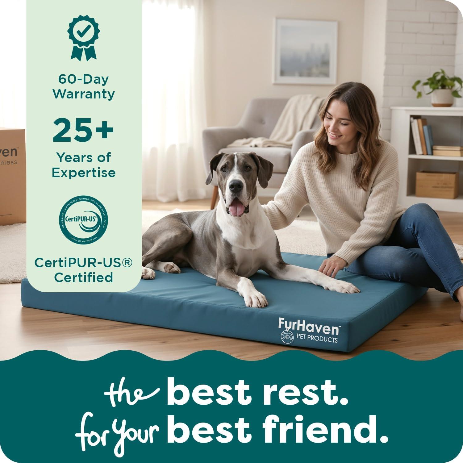 imageFurHaven WaterResistant Cooling Gel Dog Bed for Large Dogs Cool GelTop Foam with a Solid Orthopedic Foam Base for Comfort and Support Washable Cover Jumbo Plus XXL Polycanvas Deep Lagoon