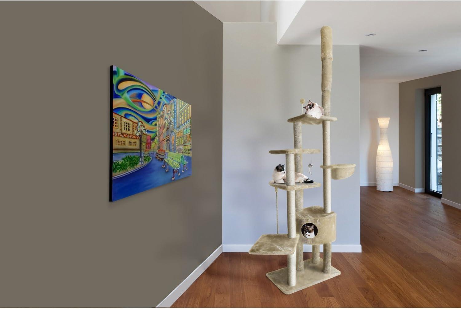 imageFurhaven 1575quot Tall Playground for Indoor Cats Ft Sisal Scratching Posts SelfGrooming Brush ampamp Toy Tiger Tough Hammock Interactive Playground Silver One SizeSkyscraper Playground Gray