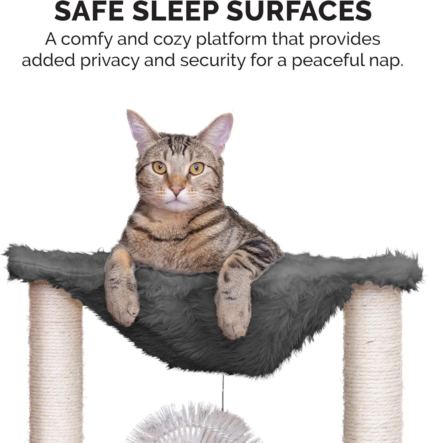 imageFurhaven 1575quot Tall Playground for Indoor Cats Ft Sisal Scratching Posts SelfGrooming Brush ampamp Toy Tiger Tough Hammock Interactive Playground Silver One SizePlush Hammock Playground Gray